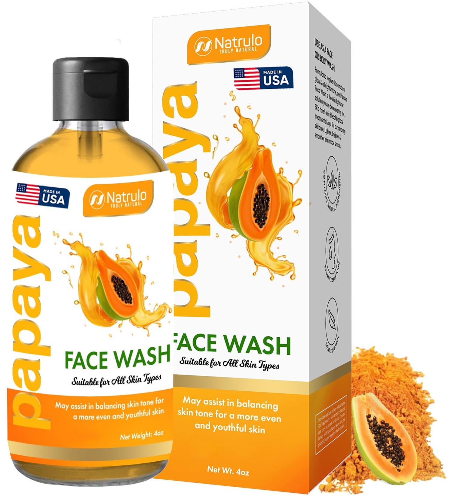 Papaya Soap Face & Body Wash Natural Skin Brightening Acne Reducing & Hyperpigmentation Treatment Kojic Acid & Turmeric Cleanser Made in USA - Buy Online on SooperMarket.com
