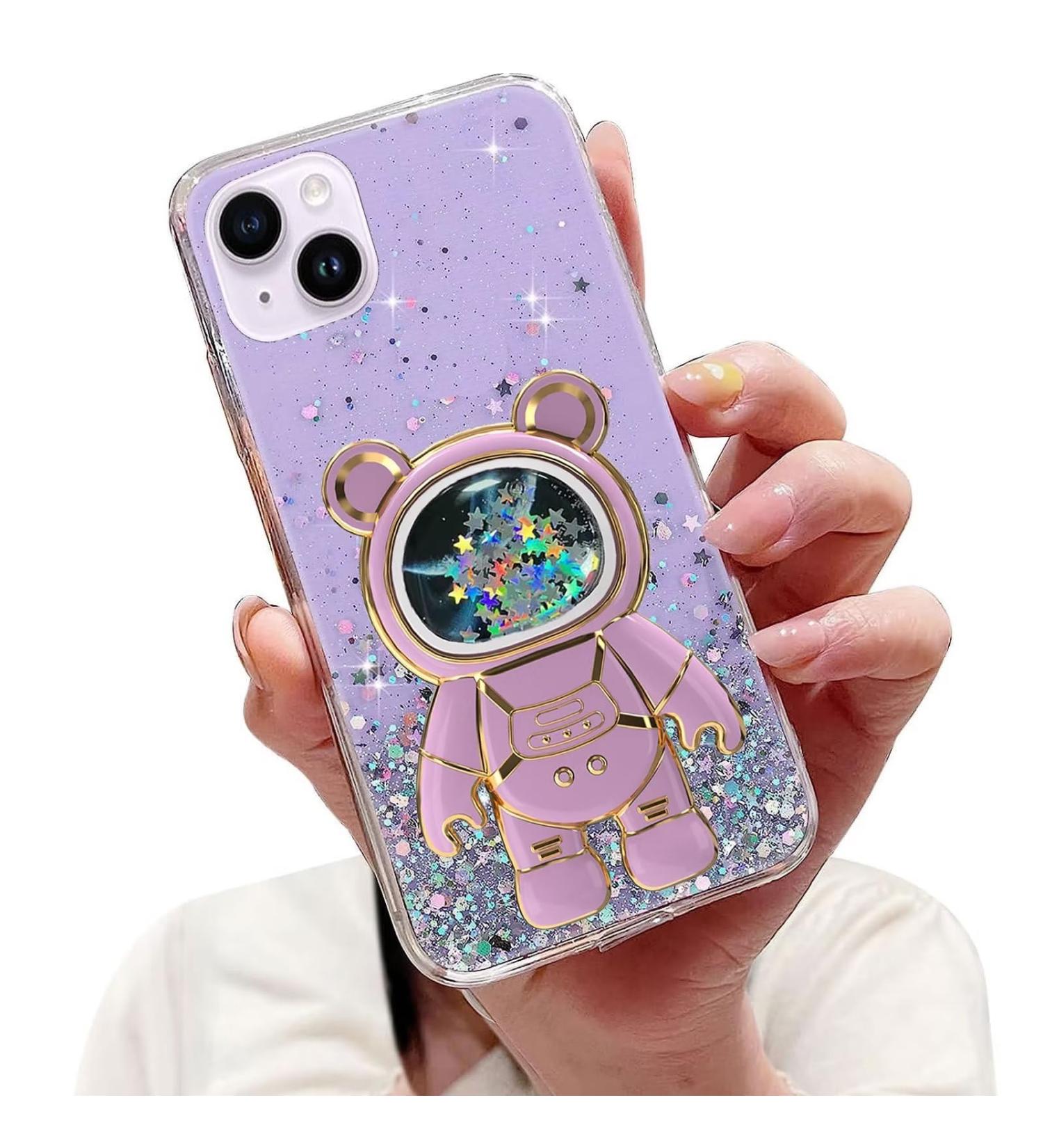 Tivenfezk Nadoli iPhone 15 Plus Case - Treibsand B r Astronaut Hidden Stand Soft Silicone Glitter Bling Caricature Shell - Buy Online on SooperMarket.com