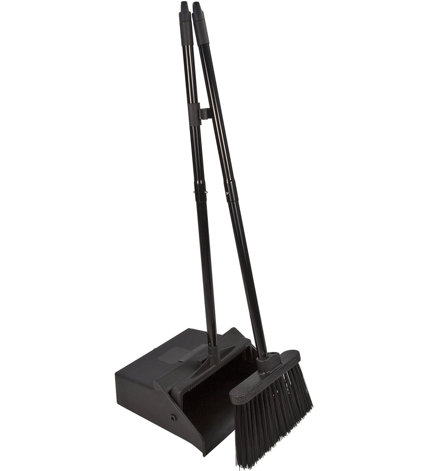 Duo-Pan Plastic Lobby Pan and Duo-Sweep Broom Combo | 36 Overall Length x 11-51/64 Width | Black - Buy Online on SooperMarket.com