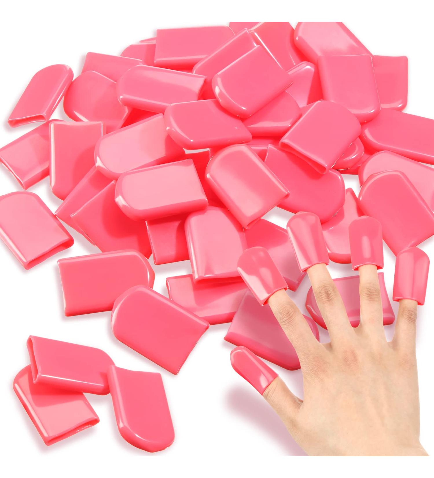 50 Pcs UV Protection Tanning Finger Tips - Pink Nail Polish & Gel Remover Caps for Tanning Beds - Buy Online on SooperMarket.com