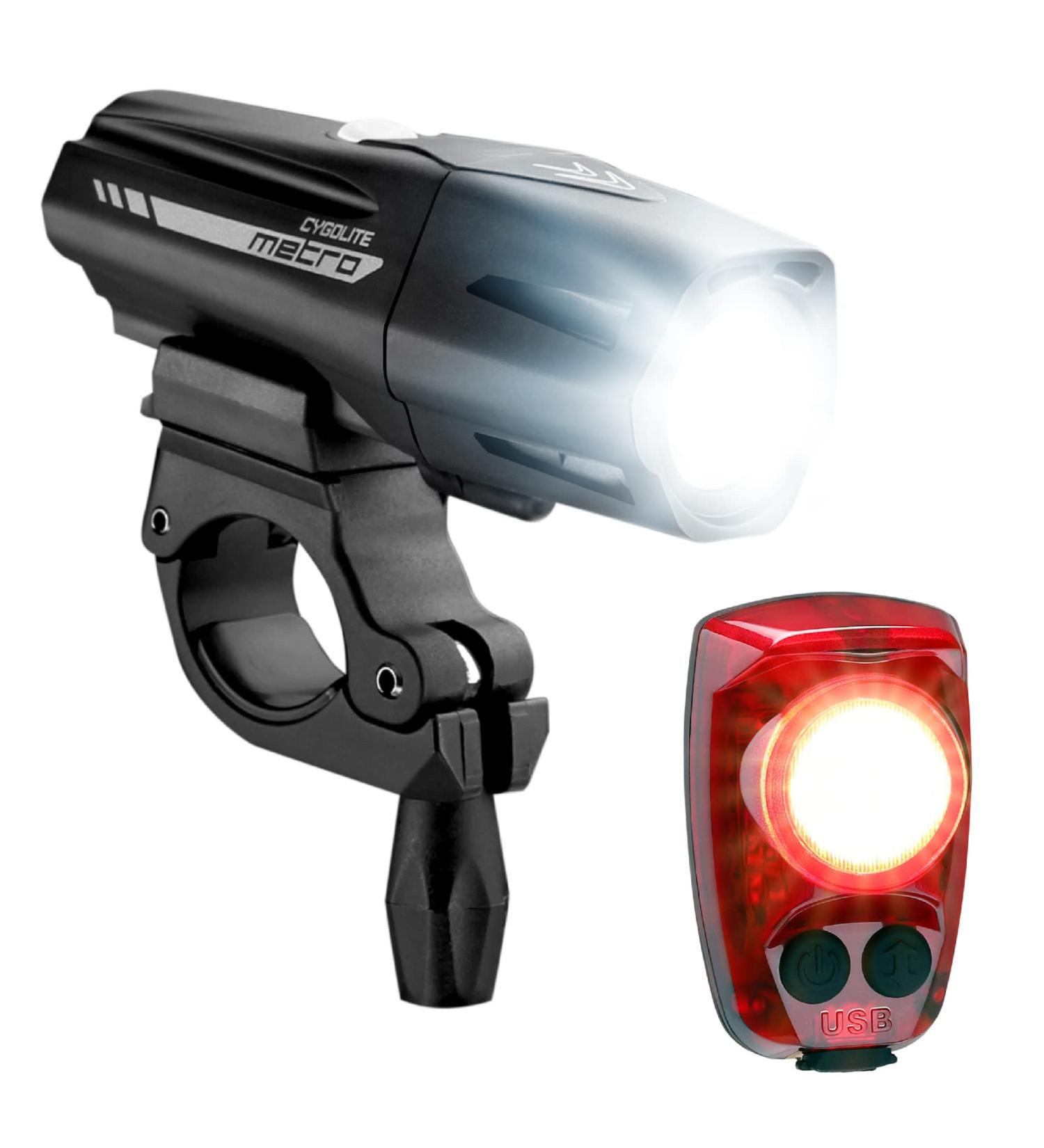 Cygolite Metro Plus 800 & Hotshot Pro 150 USB Rechargeable Bicycle Light Combo Set - Black/Red - Buy Online on SooperMarket.com