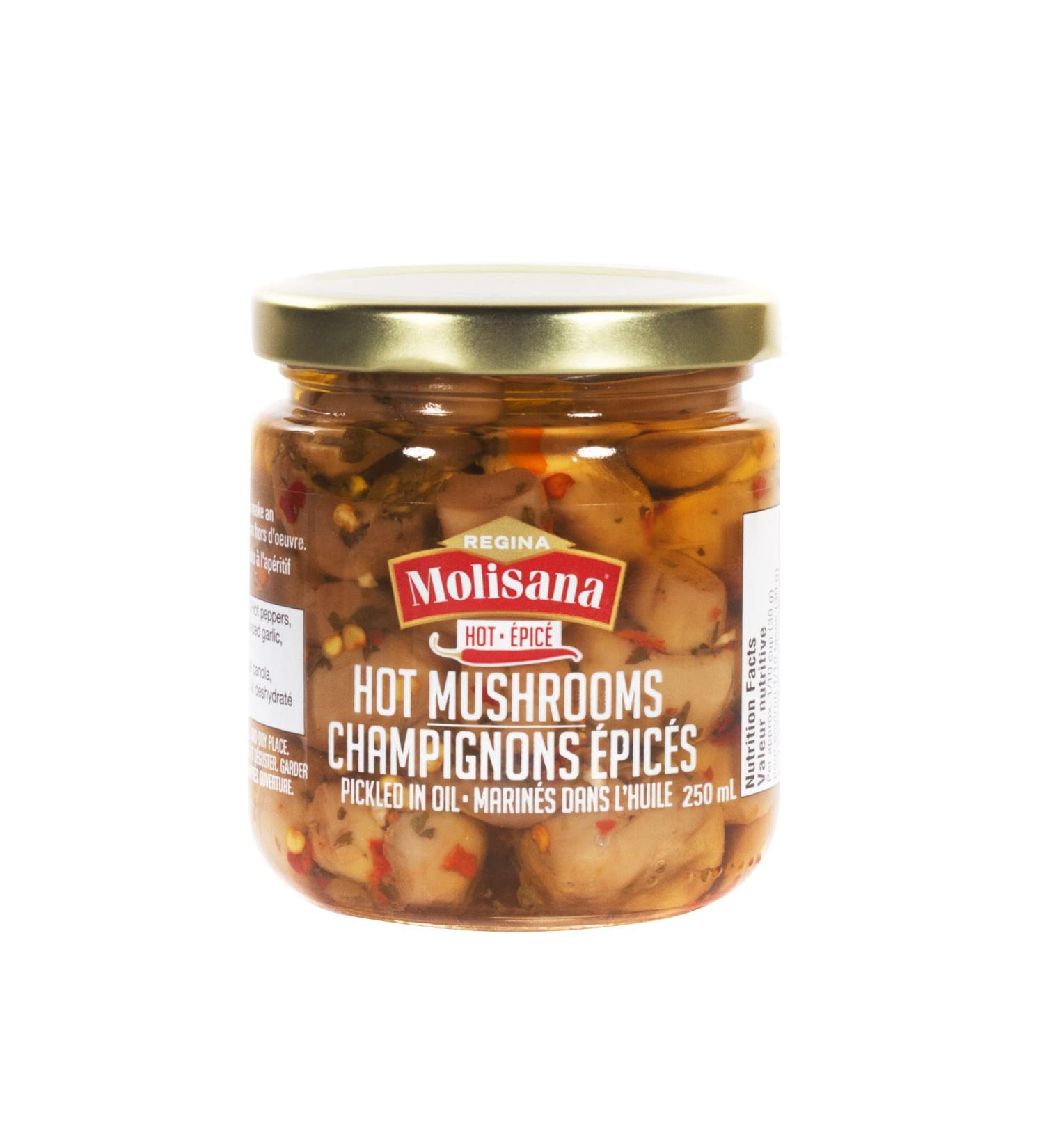 Regina Molisana Hot Pickled Mushrooms in Oil 250 milliliters Hot Mushrooms - Buy Online on SooperMarket.com