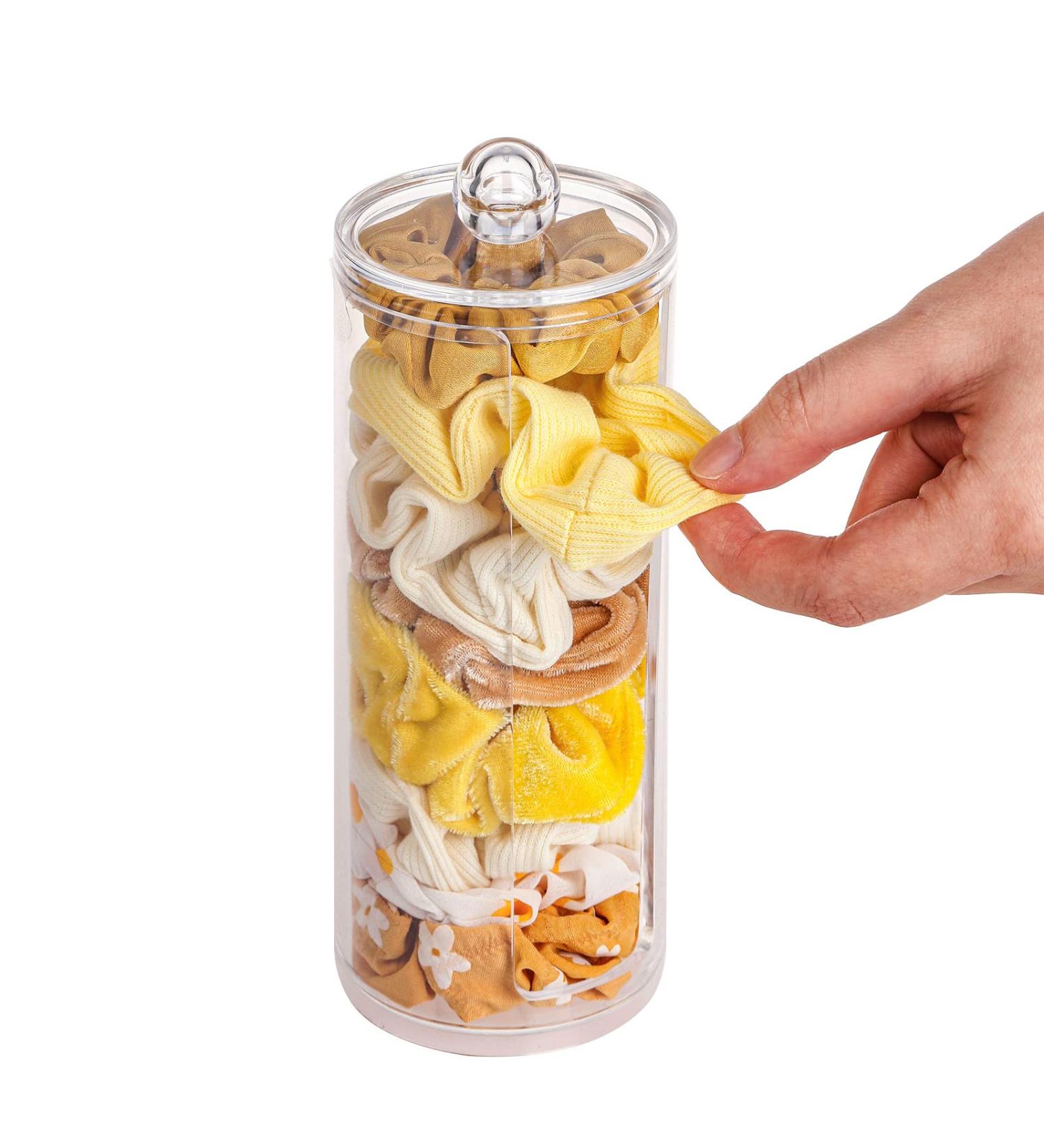 FABROK Clear Scrunchie Holder with Lid - Portable Hair Tie Organizer Stand for Teen Girls - Stylish Hair Accessories Display Stand - Buy Online on SooperMarket.com