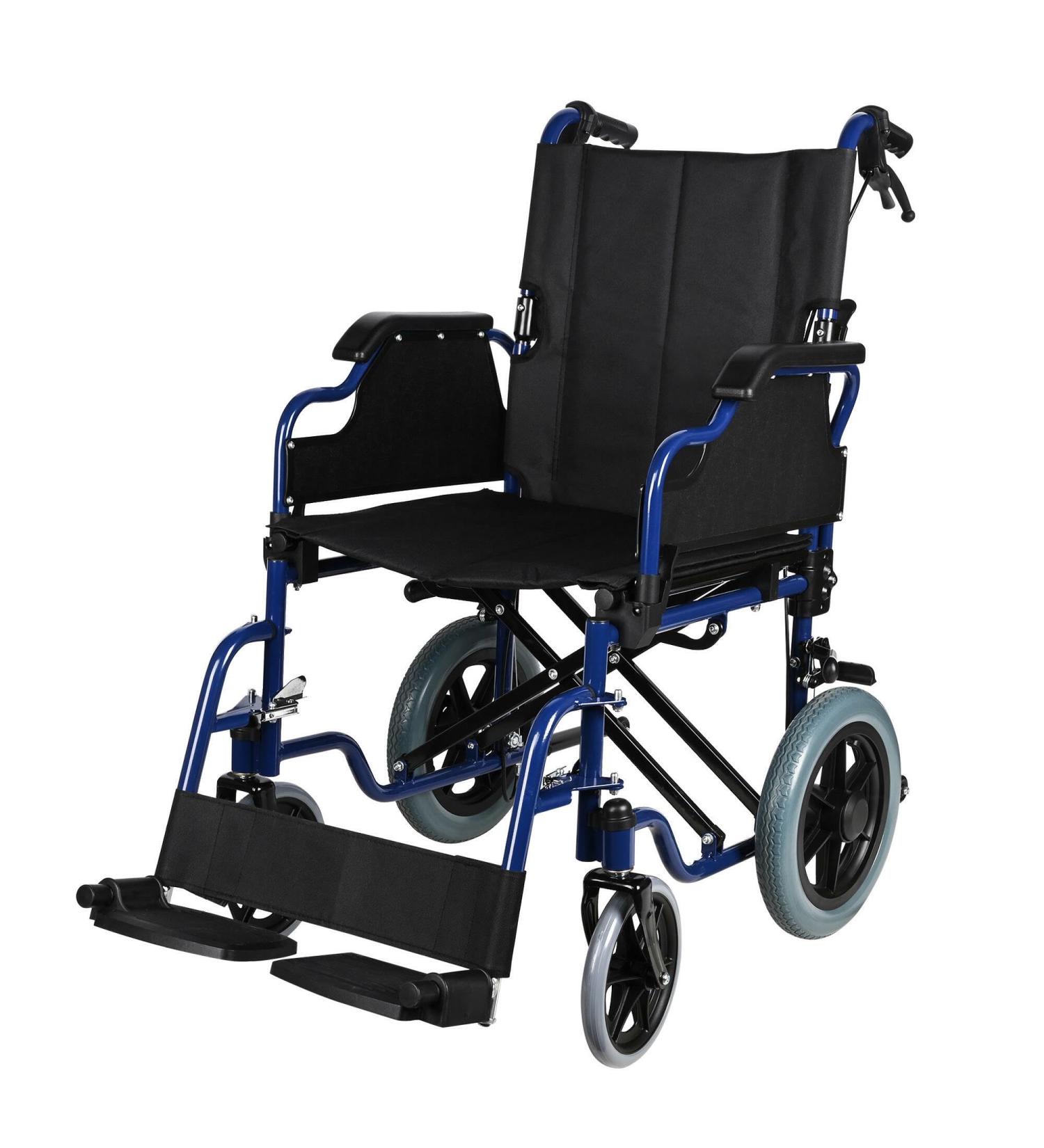 LIVINGbasics Light Weight Transport Wheelchair With Hand Brakes 17.7-Inch Wide Seat Foldable Support Weight Upto 220 Lbs - Buy Online on SooperMarket.com