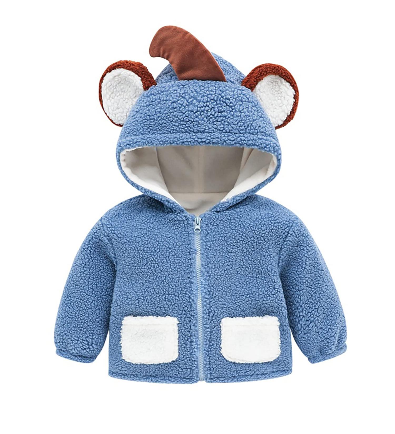 Volunboy Toddler Boys Fleece Hooded Jacket | Warm Sherpa Lined Outerwear 4-5 Years | Blue - Buy Online on SooperMarket.com