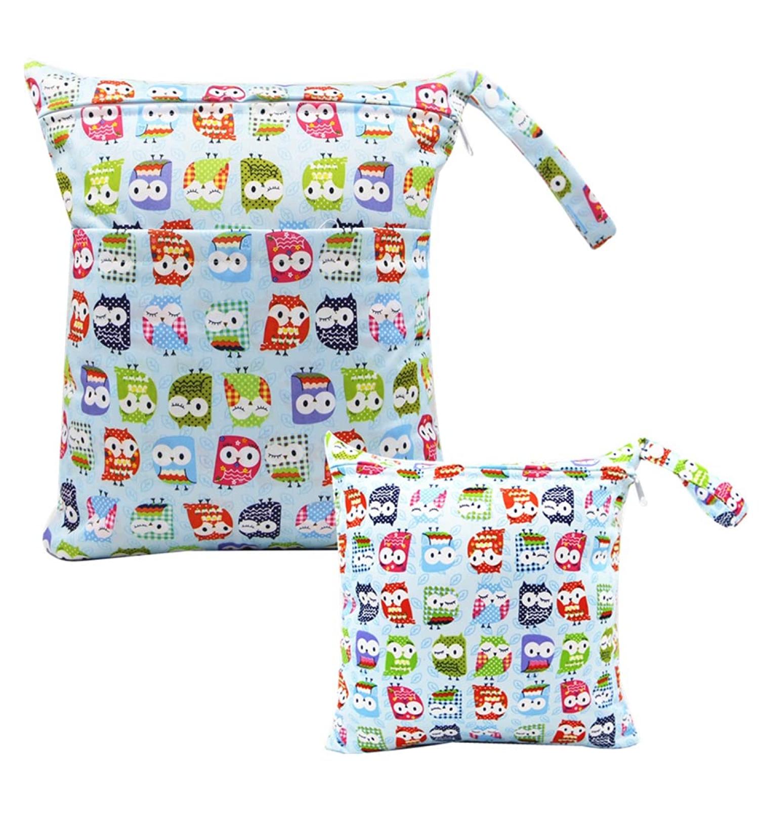 Egurs Diaper Bag Wetbag Set - Large & Medium Owl Design for On-the-Go Parents | International Shipping Available - Buy Online on SooperMarket.com