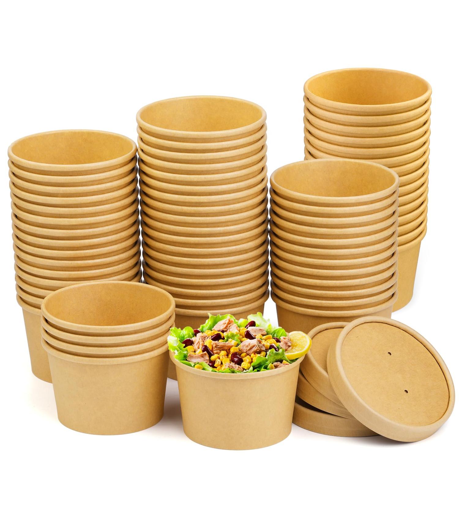 BALDCC 75 Pack 8 Oz Soup Containers with Lids Disposable Containers with Lids for Food Ice Cream Cups with Lids. Ice Cream Container for Storing Food in the Refrigerator or Carrying Out Brown 75 Pack 8 Oz - Buy Online on SooperMarket.com