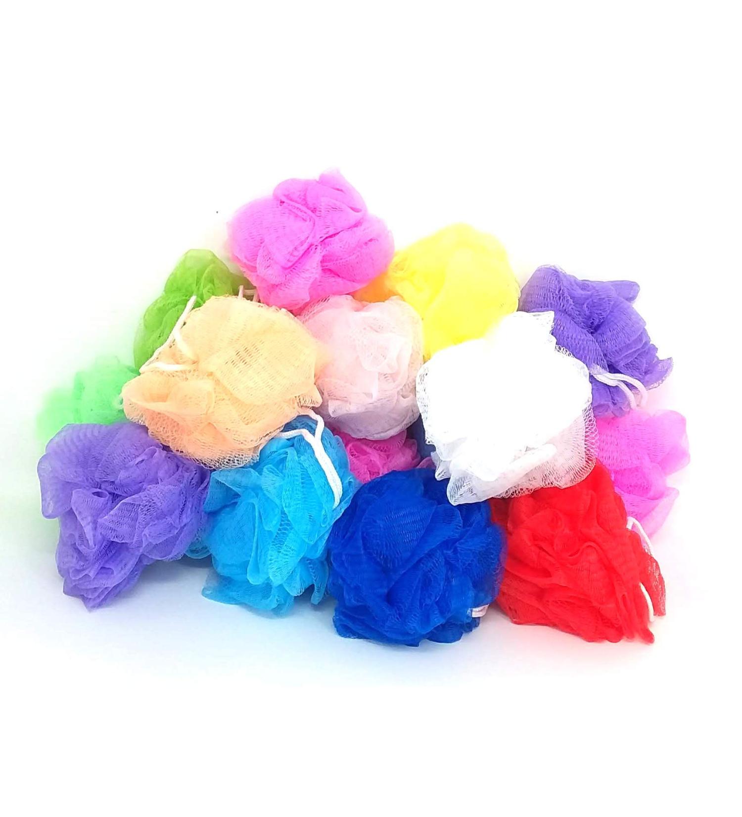 Loofah Lord 20-Pack Full Bodied Quality Bath/Shower Sponge Poufs - Assorted Colors | Wholesale Bulk Lot - Buy Online on SooperMarket.com