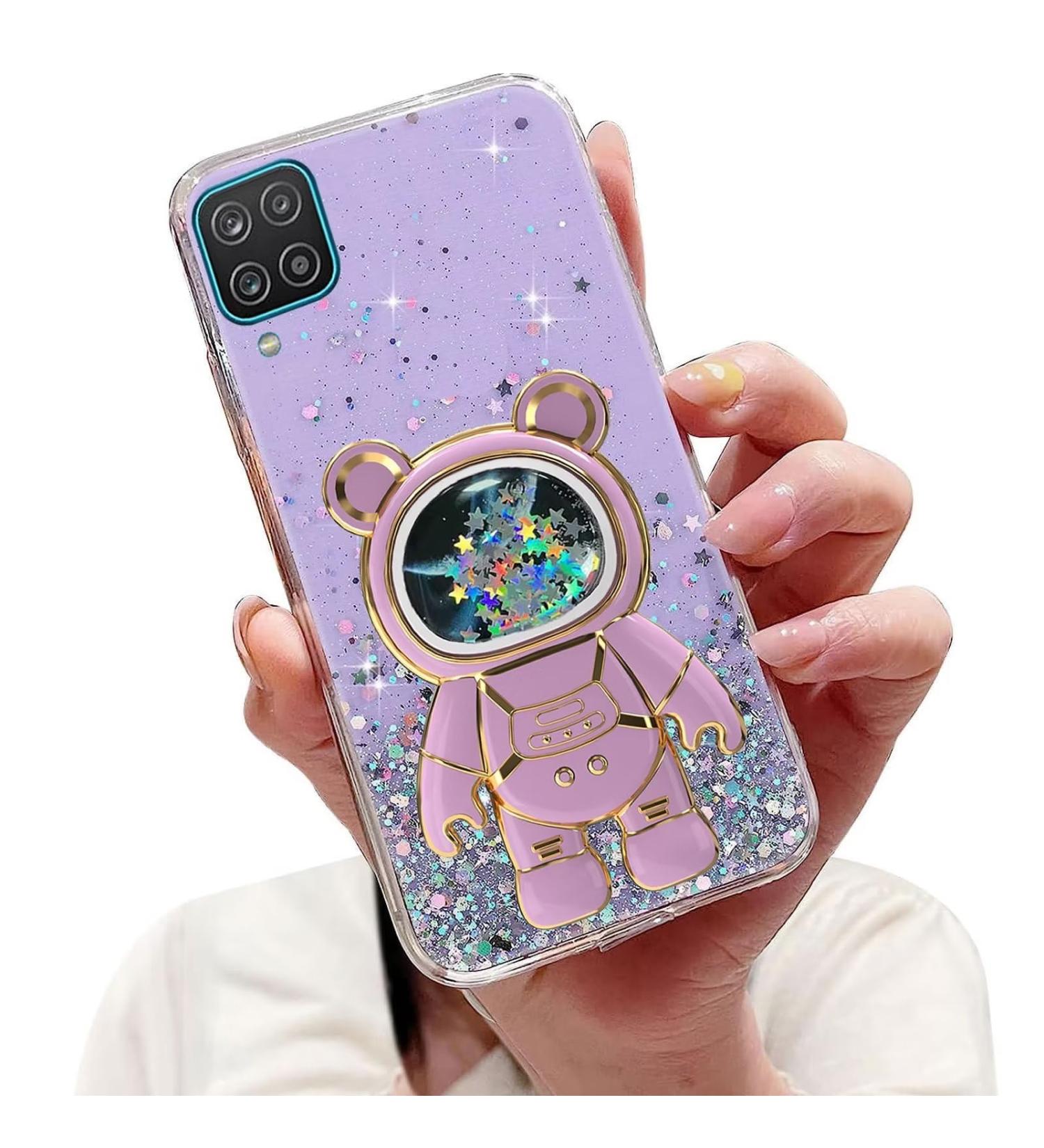 Shop Tivenfezk Nadoli Cartoon Glitter Astronaut Case for Samsung Galaxy A22 4G | Soft Silicone Hidden Stand Transparent Purple Cover - Buy Online on SooperMarket.com