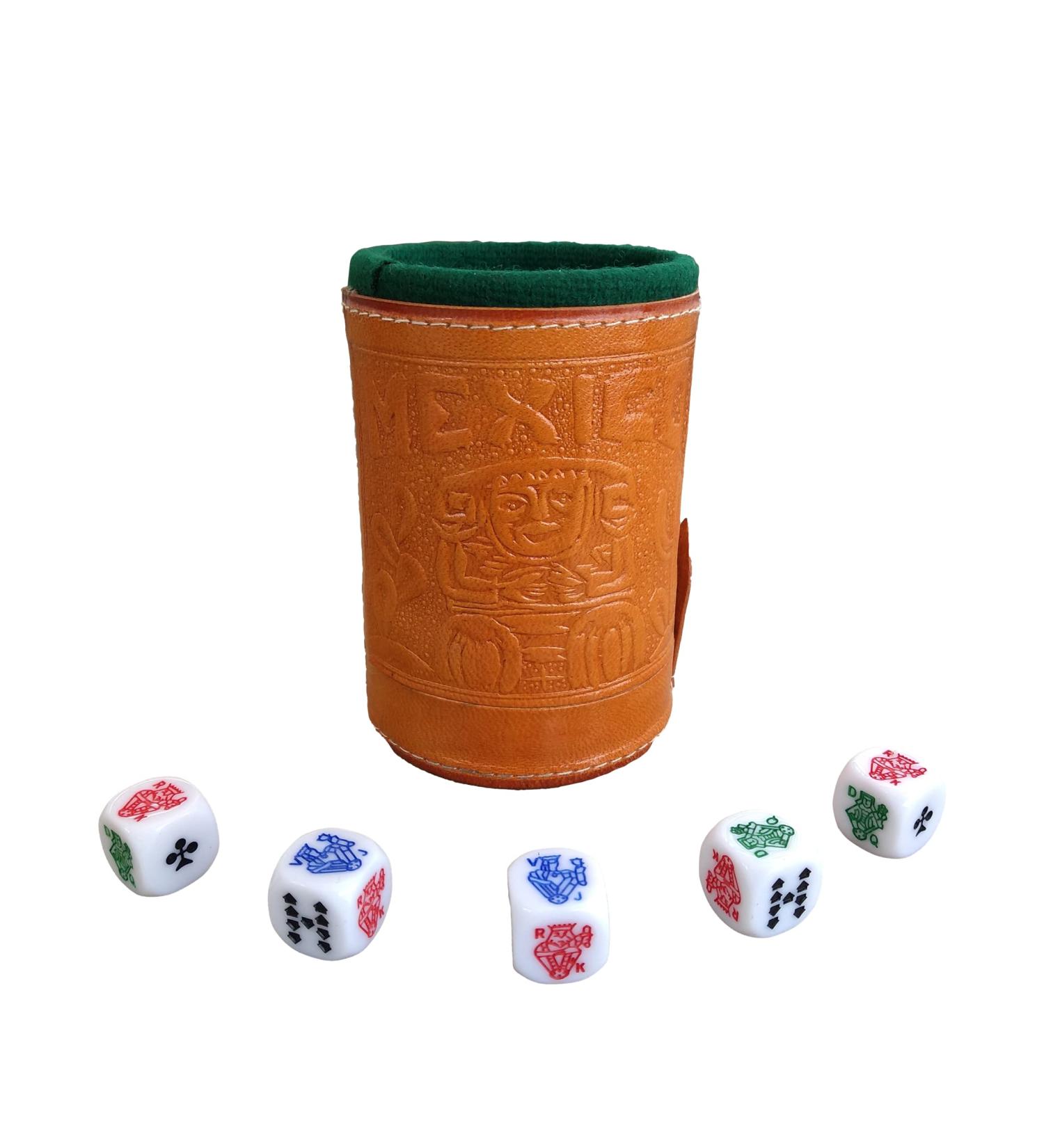 Cup Poker Dice Game Set with Leather Lined Cup - Premium Quality (cubilete)Honey - Buy Online on SooperMarket.com