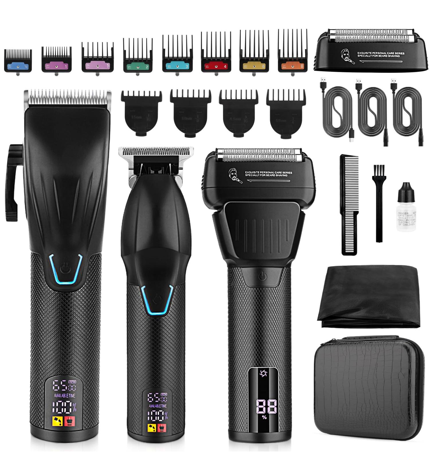 Professional Hair Clippers & Trimmer Kit for Men | Cordless Beard Trimmers & Foil Shaver Set Grooming & Hair Cutting Accessories - Buy Online on SooperMarket.com