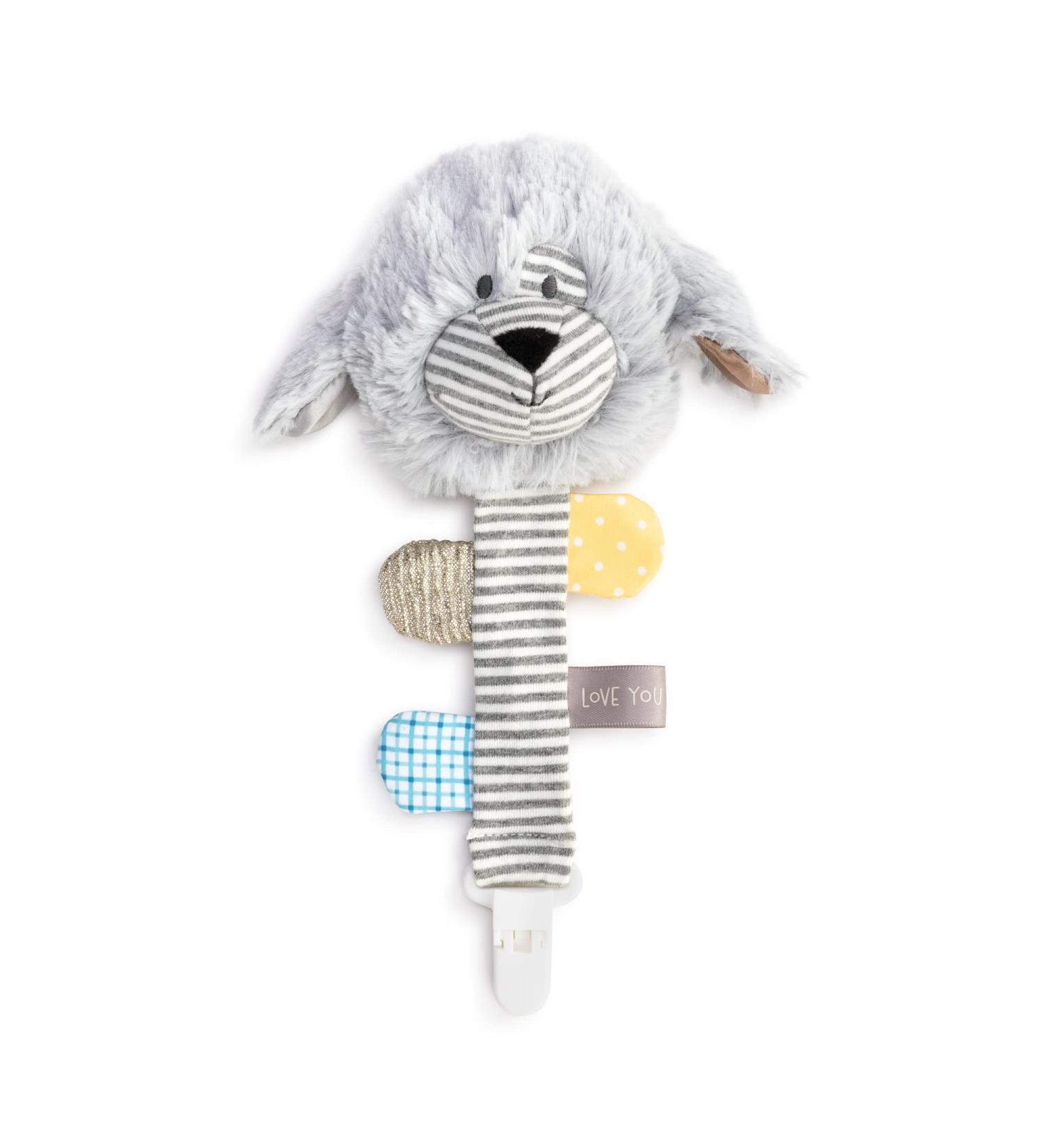 DEMDACO Puppy Paci Pocket Pal 9 inch Childrens Plush Stuffed Animal Pacifier Holder and Clip