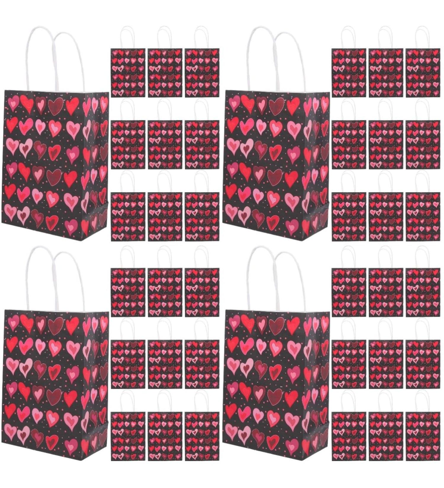 ULTECHNOVO 40 Pcs Valentine's Day Tote Paper Storage Bags Paper Favor Bags Kids Birthday Paper Goodie Bags Valentines Treat Bag Goodie Bags for Kids Valentine Bags with Handles Handheld Gift 1 count (Pack of 1) As Shown 2x4pcs - Buy Online on SooperMarket.com