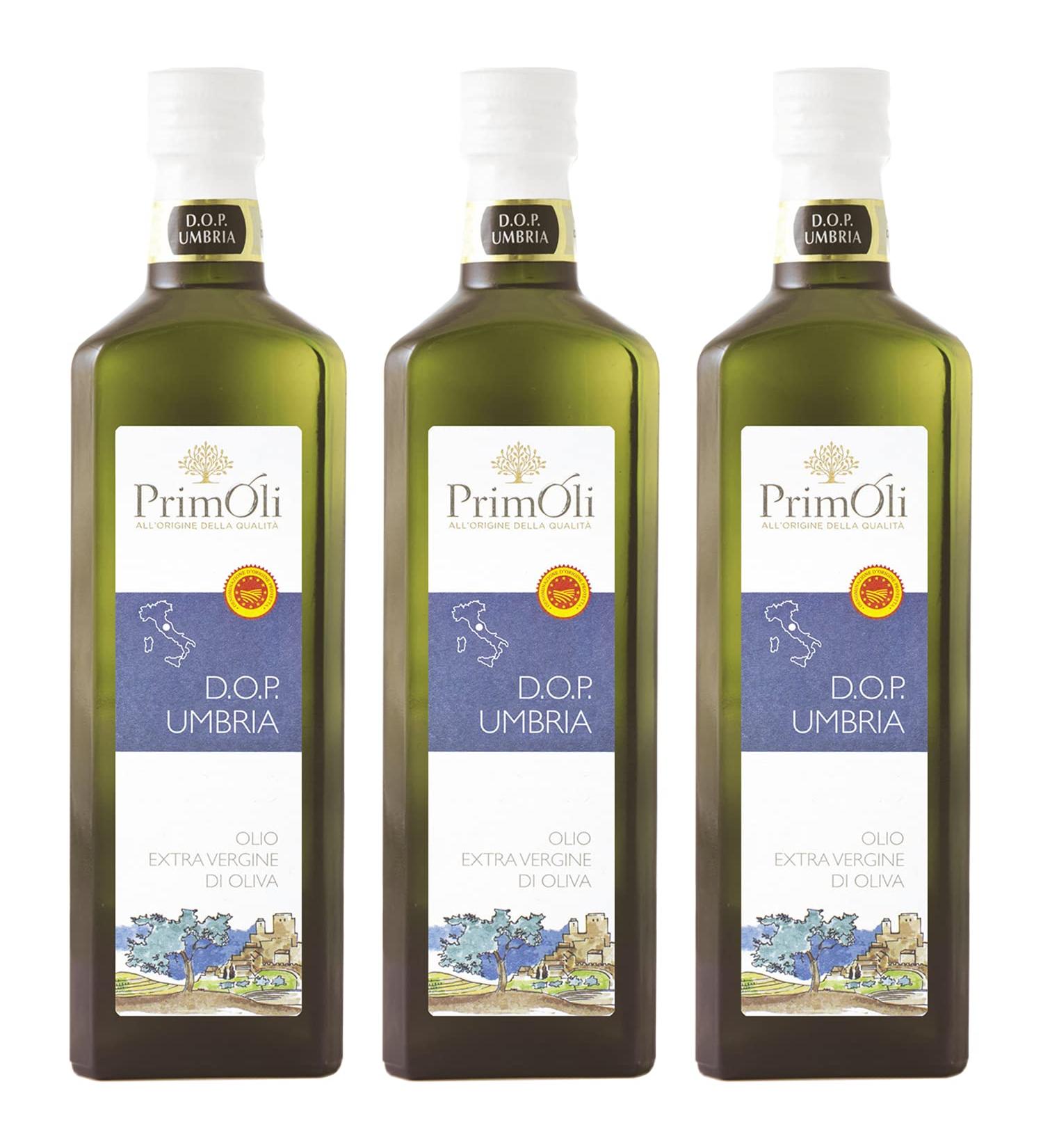 Primoli Cold-Pressed Olive Oil D.O.P. Umbria - Intense Flavor for Soups & Grilled Dishes | 3x500ml Pack - Buy Online on SooperMarket.com