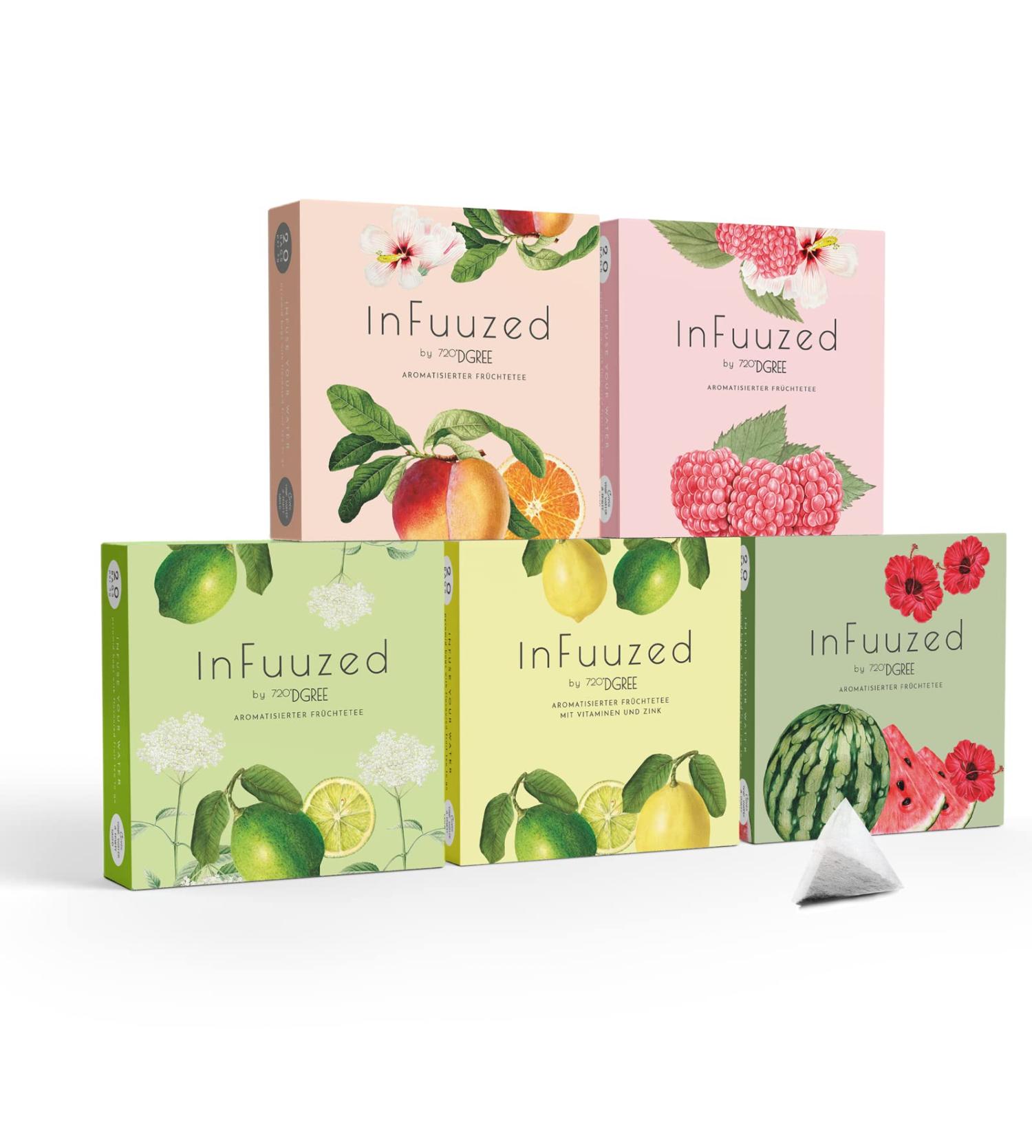 720 DGree InfuZed Taste - 5 Varieties | 100 Bags Sugar-Free Zero Calories - Perfect for Hydration Anywhere! - Buy Online on SooperMarket.com