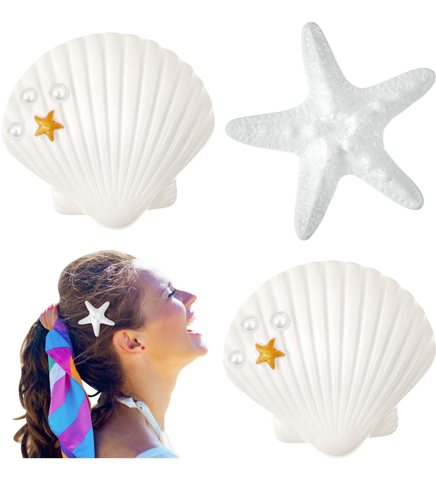 4-Piece Starfish & Shell Hair Clip Set for Women & Girls - Mermaid Crown Accessories - Buy Online on SooperMarket.com