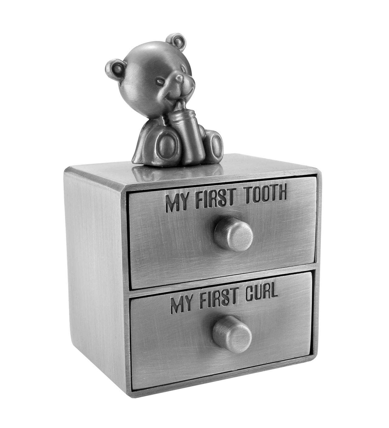 Mogoko Silver Baby First Tooth and Curl Keepsake Box Set - Gender Neutral Kids Teeth Fairy Holder - Buy Online on SooperMarket.com