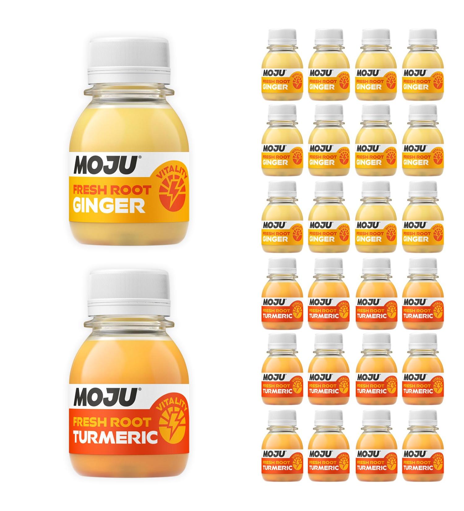 MOJU Health Shots - Vitality Pack (24x60ml) 12x Ginger & 12x Turmeric Shots Immune Support Exercise Recovery No Added Sugar or Sweeteners Vegan Vitality 1 count (Pack of 24) - Buy Online on SooperMarket.com