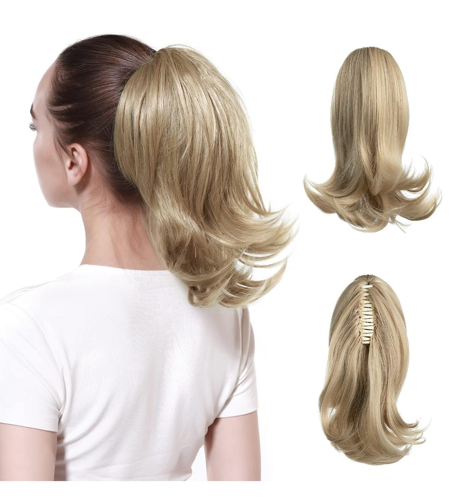 CJL 12 Ash Blonde Curly Clip-In Ponytail Extension - Synthetic Hairpiece for Women - Buy Online on SooperMarket.com