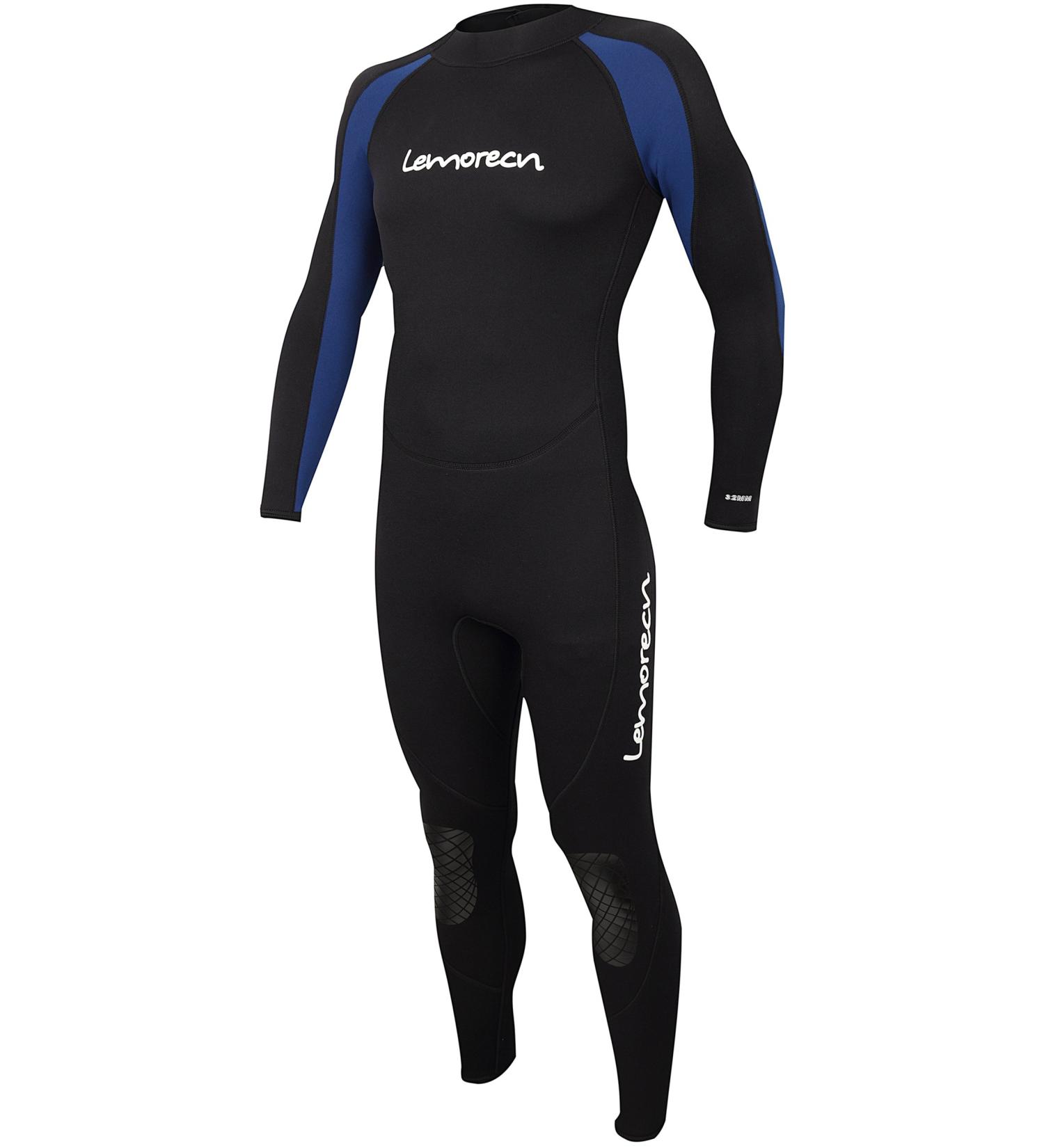 Lemorecn Men's Wetsuit Neoprene Full Body Diving Suit 3/2mm and 5/4mm - Black+Blue, Large | 16 Sizes Available - Buy Online on SooperMarket.com