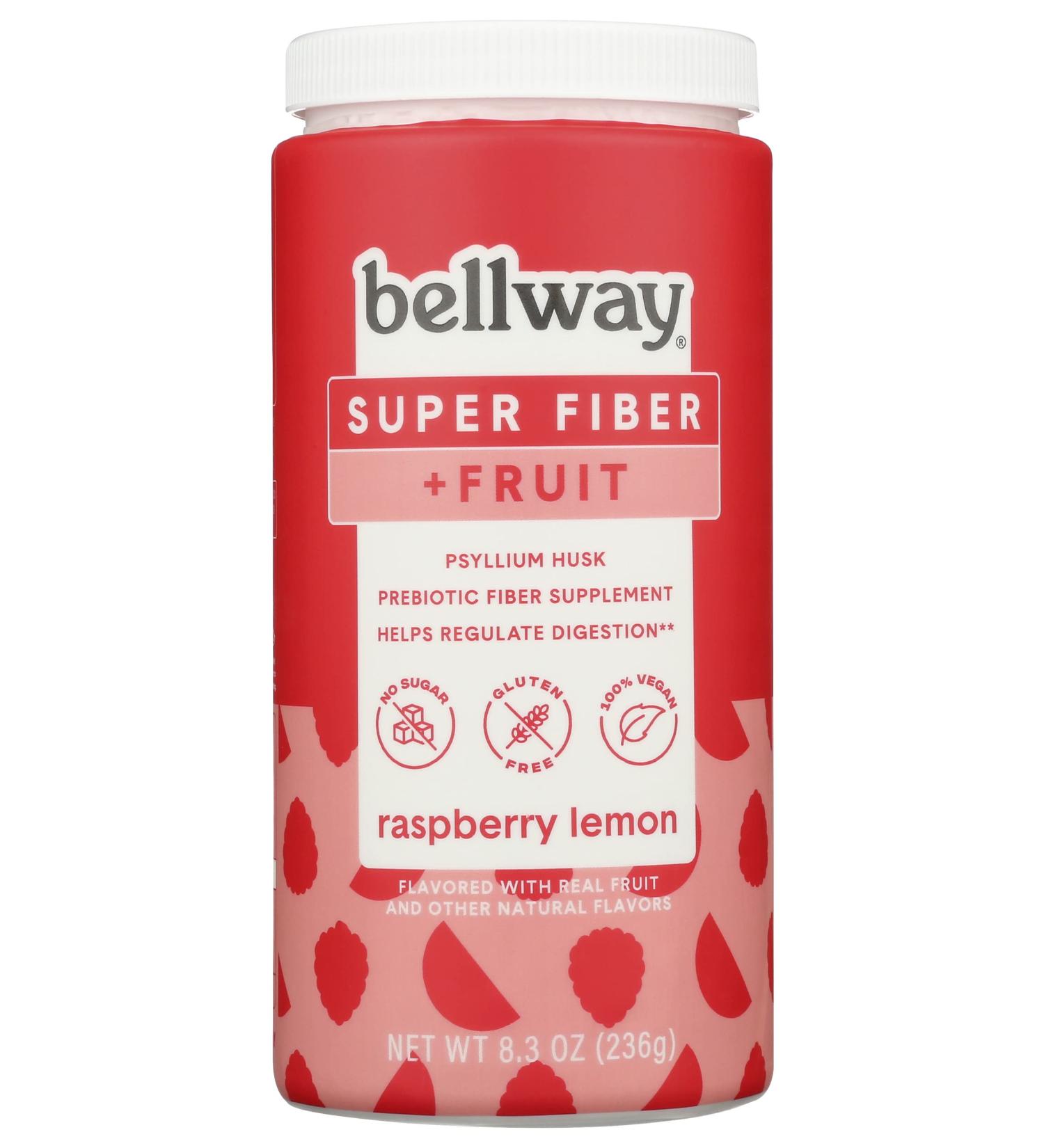 Bellway Super Fiber + Fruit Raspberry Lemon Powder - 8.3 oz (Pack of 1) | No Sugar Added, Gluten-Free - Buy Online on SooperMarket.com