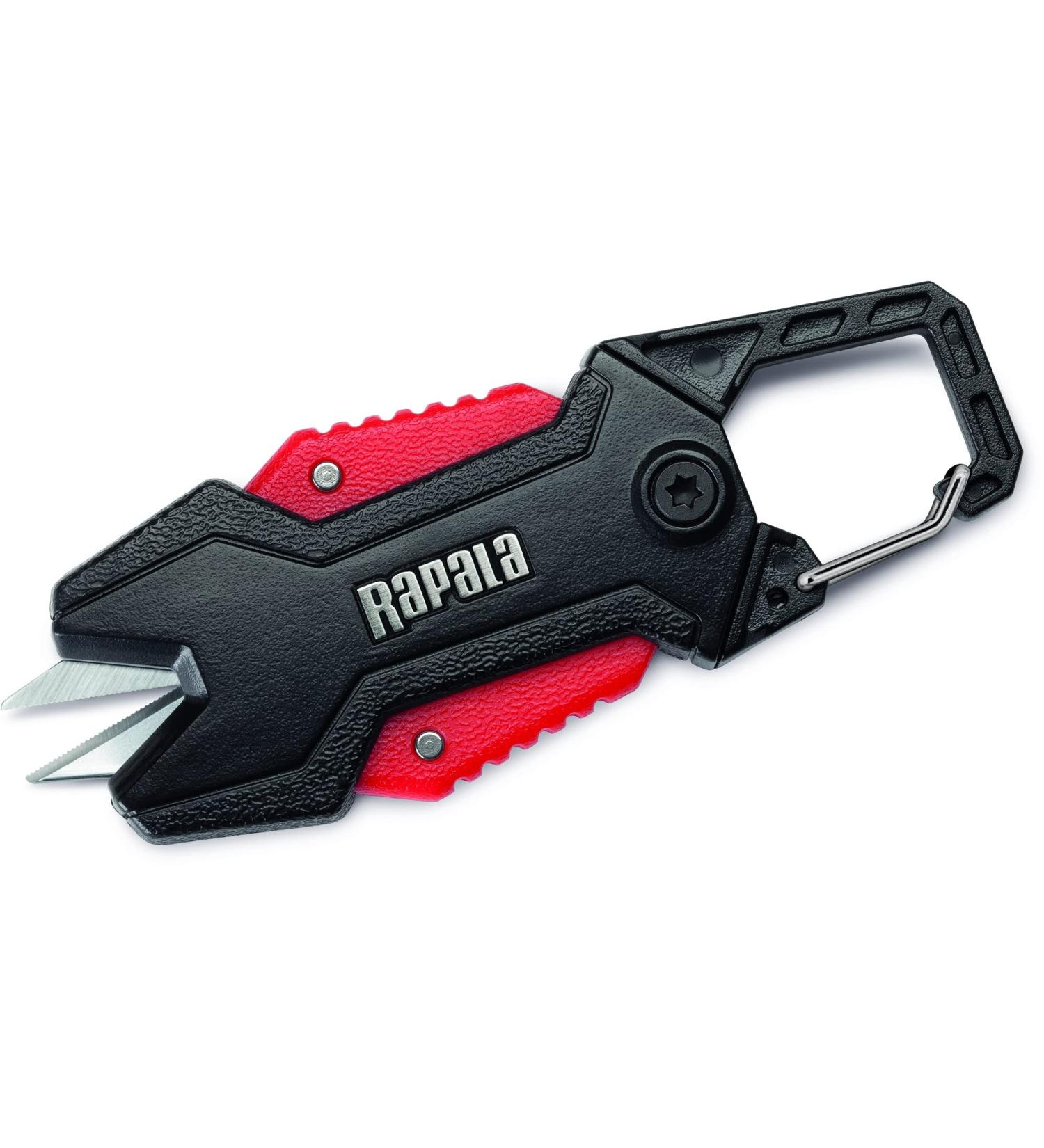 Rapala unisex adult anglers rcd retractable line scissors fishing accessories-for all fishing lace-precision cut-inclusive carabiner scissors black/red unique