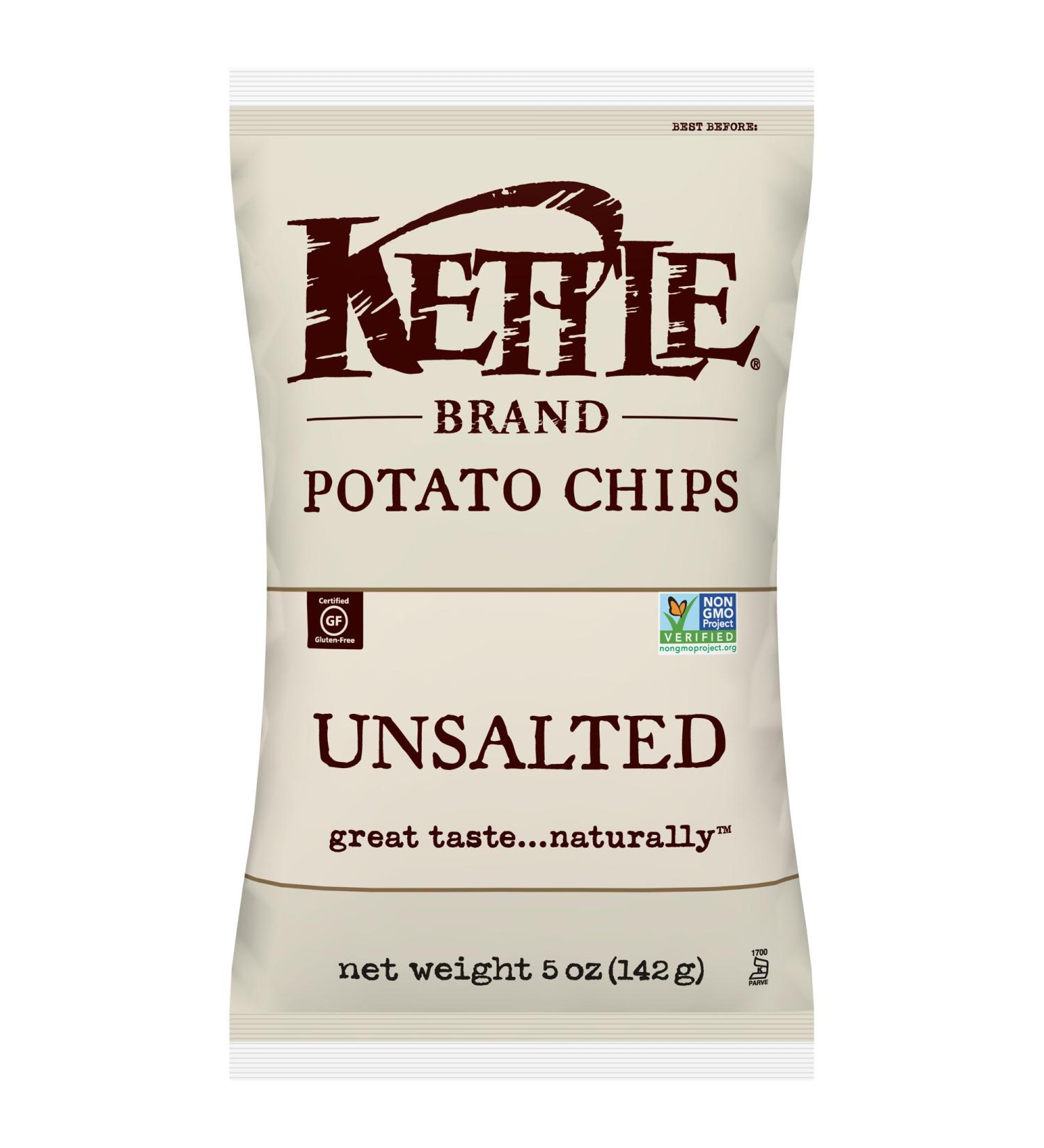 Kettle Brand Unsalted Potato Chips 5oz (15 Pack) - Healthy Snack Option - Buy Online on SooperMarket.com