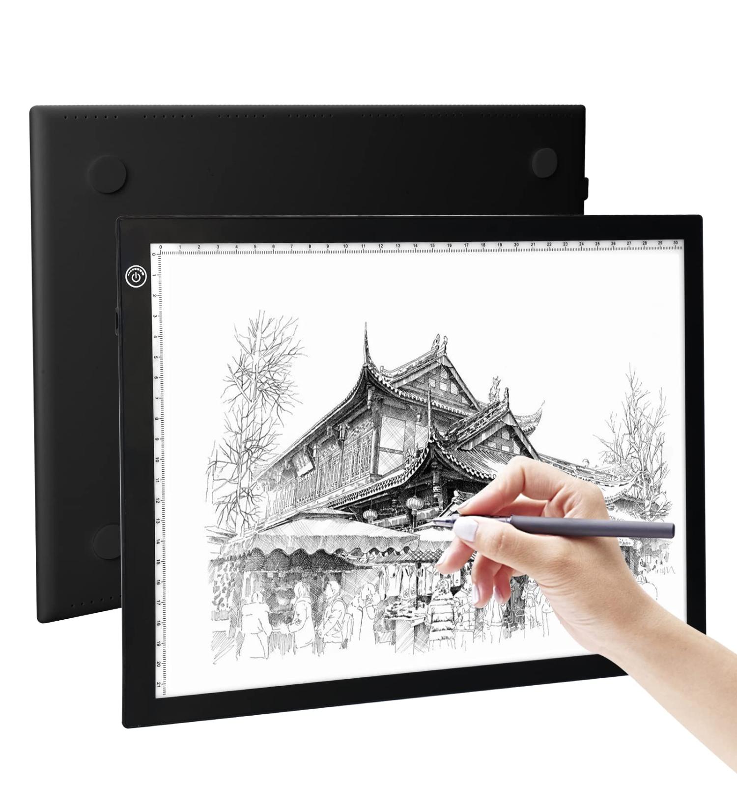 RTjoy A4 LED Light Pad | USB Powered Drawing Board with Adjustable Brightness | Ideal for Diamond Painting, Weeding Vinyl, and More | Black A4 Light Pad - Buy Online on SooperMarket.com