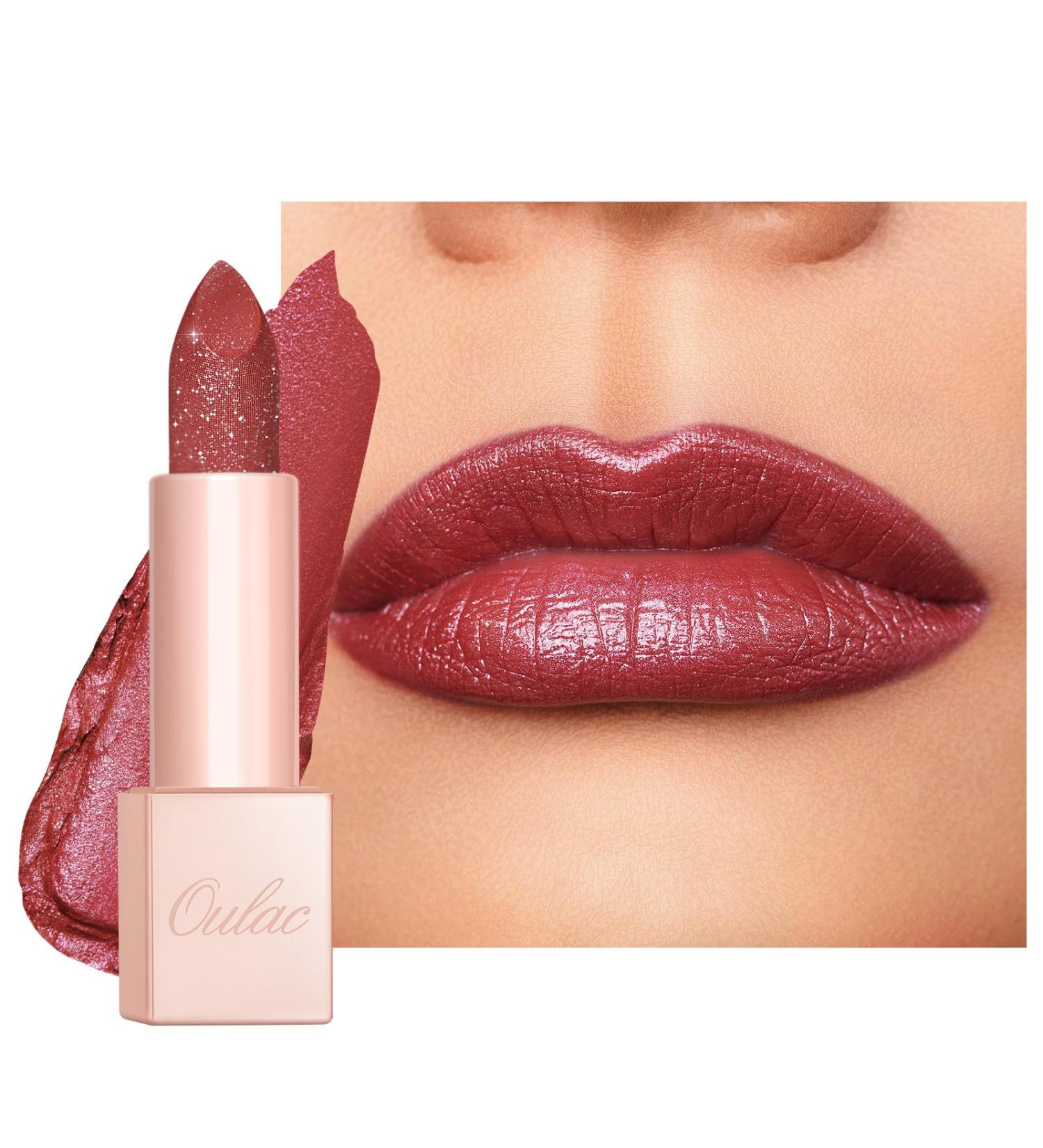 Oulac Diamond Lustre Lipstick Rosa - Highly Pigmented Vegan Long-Lasting Moisturizing Formula - D04 Brunt Rose for Striking Lip Makeup - Buy Online on SooperMarket.com