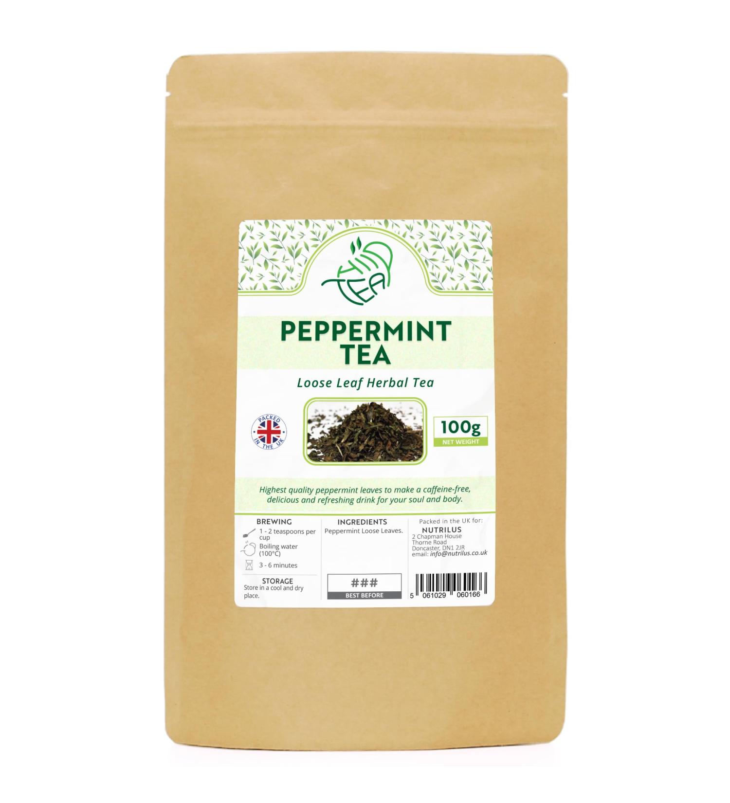 Peppermint Herbal Loose Leaf Tea - 100g of Pure Mint Leaves for Refreshing Tea - Buy Online on SooperMarket.com