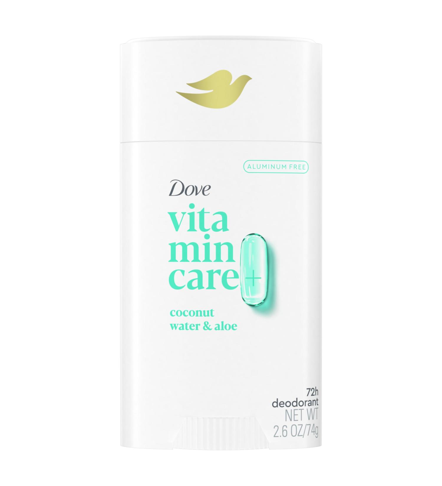 Dove VitaminCare+ Aluminum Free Deodorant Stick Coconut Water & Aloe for 72H Odor Protection Breathable Deodorant for Women 2.6 oz Coconut water + Aloe 2.6 Ounce (Pack of 1) - Buy Online on SooperMarket.com