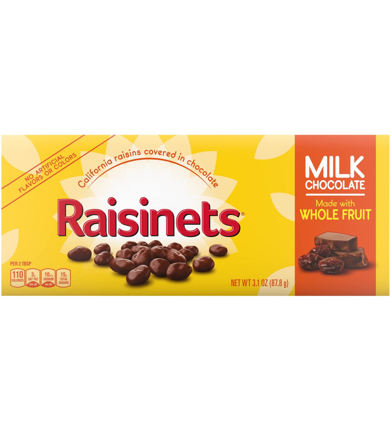 Milk Chocolate Raisinets - California Raisins - Movie Theater Candy Box - Halloween Treats - 3.1 oz (15 Pack) - Buy Online on SooperMarket.com