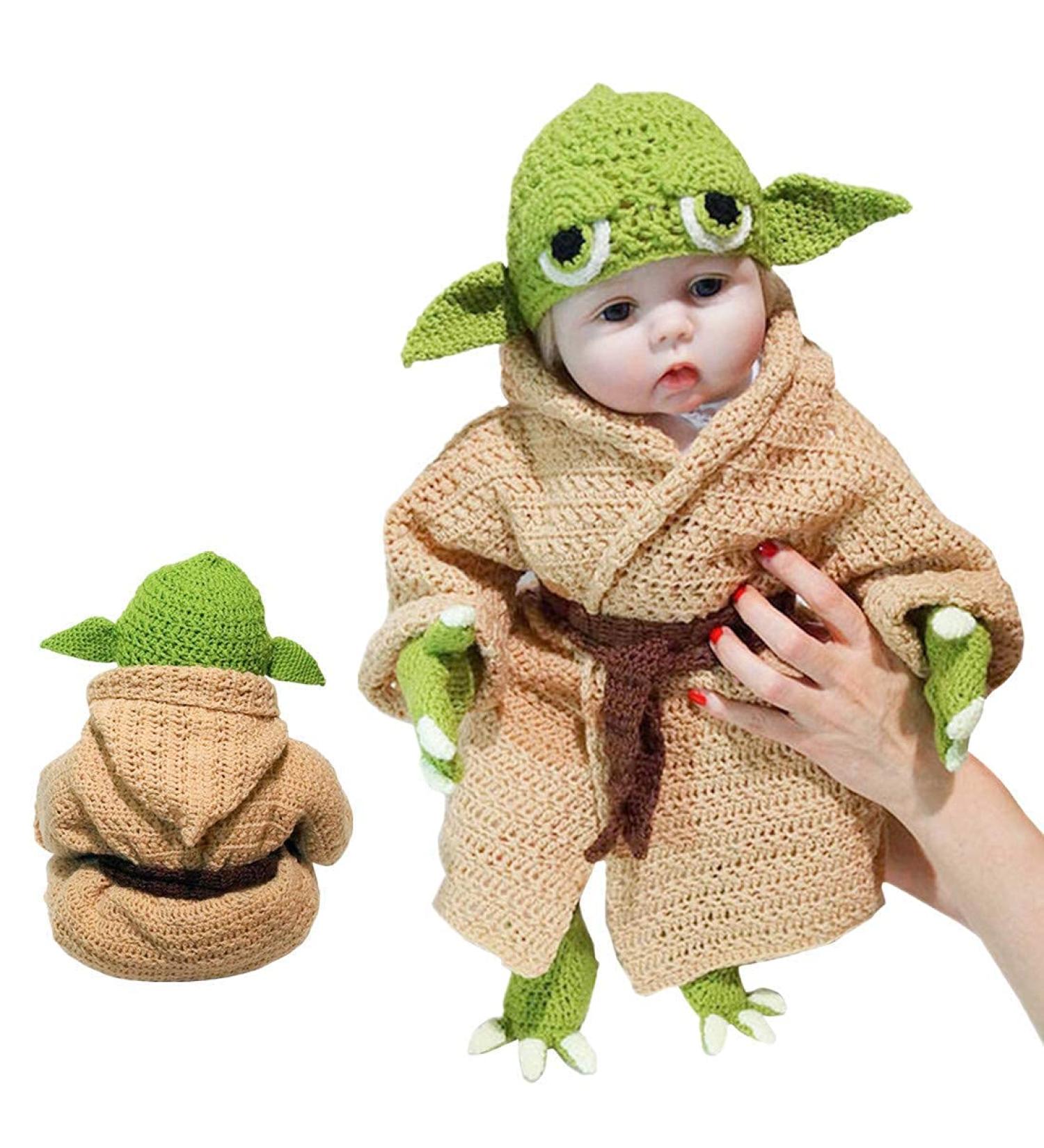 Handmade Crochet Star Wars Yoda Baby Costume Set - Newborn Photography Prop in Green - Buy Online on SooperMarket.com
