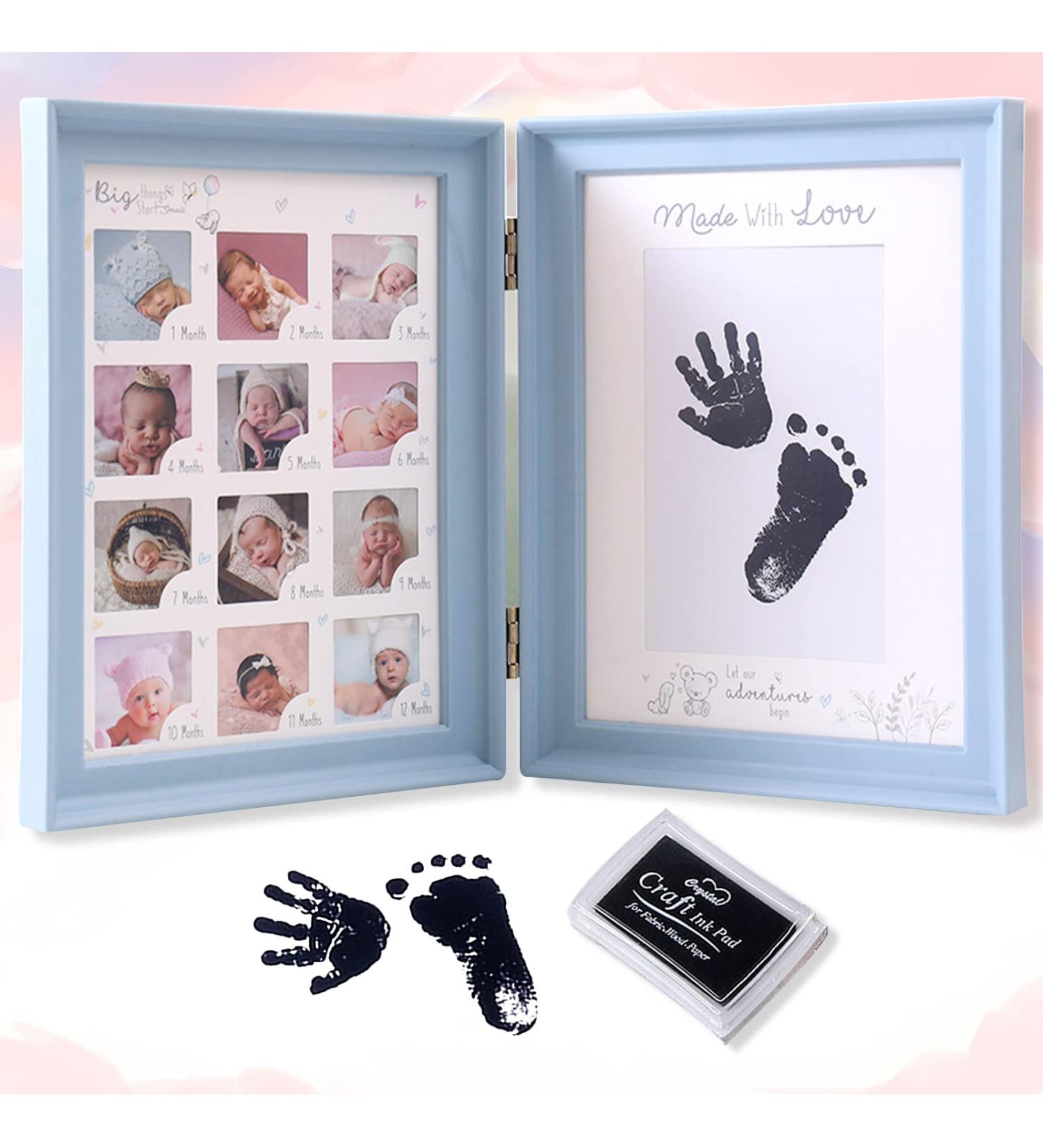 Mikytoper Baby Hand and Footprint Kit - Anniversary Growth Record Baby Gift with Reusable Ink Cartridge Photo Frame - Foldable Blue - Buy Online on SooperMarket.com