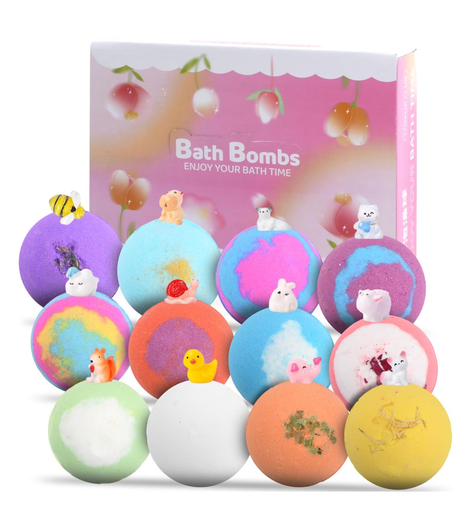 Granvoo 12-Piece Swimming Bombs Gift Set | Surprise Toys Inside | Organic Foam Bath Bombs for Kids | Perfect Bubble Bath Birthday Present for Girls & Boys - Buy Online on SooperMarket.com