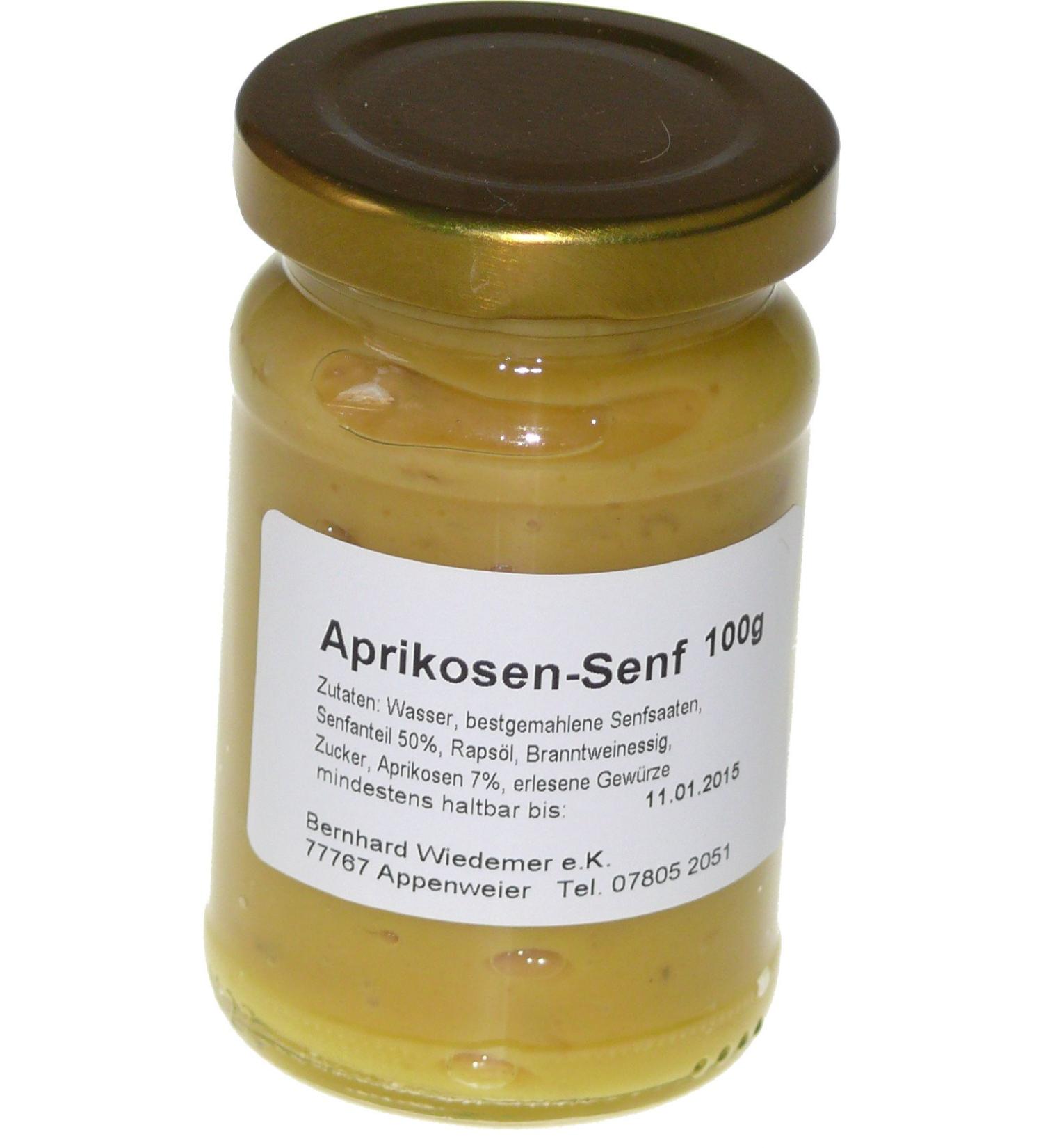 Wiedemer - fruity apricot mustard made of fresh preparation with selected natural vegan ingredients - 1 glass of 100g gourmet mustard for salad dressing sauce meat cheese bread and much more.