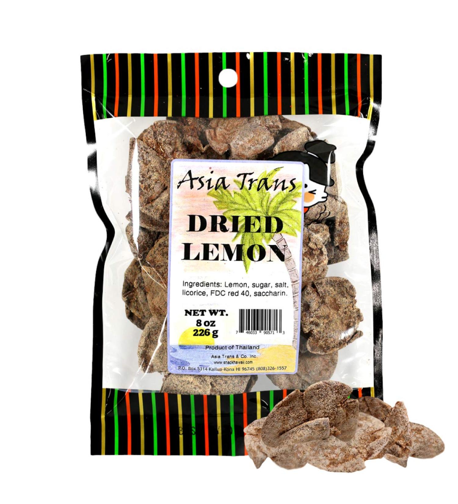 Asia Trans & Co. Dried Preserved Whole Lemon Crack Seed Slices - Sweet and Tart Citrus Flavor - Li Hing Mui Asian-Style Dry Candy - Buy Online on SooperMarket.com