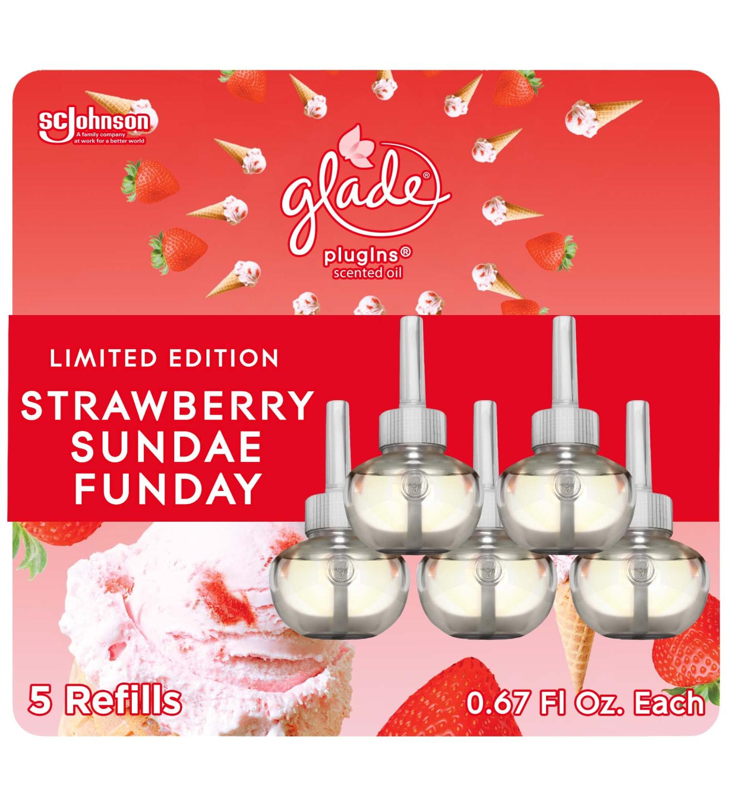 Glade PlugIns Refills Air Freshener - Strawberry Sundae Funday - 3.35 Fl Oz 5 Count - Buy Online on SooperMarket.com