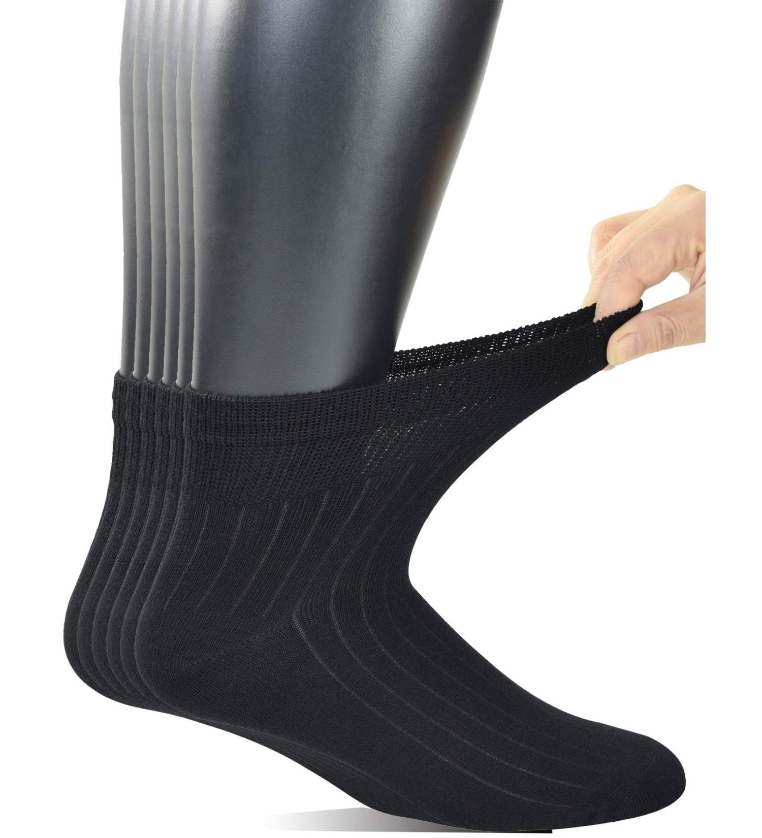 Yomandamor Mens Bamboo Diabetic Dress Ankle Socks 6-Pack Size 10-13 Black - Buy Online on SooperMarket.com