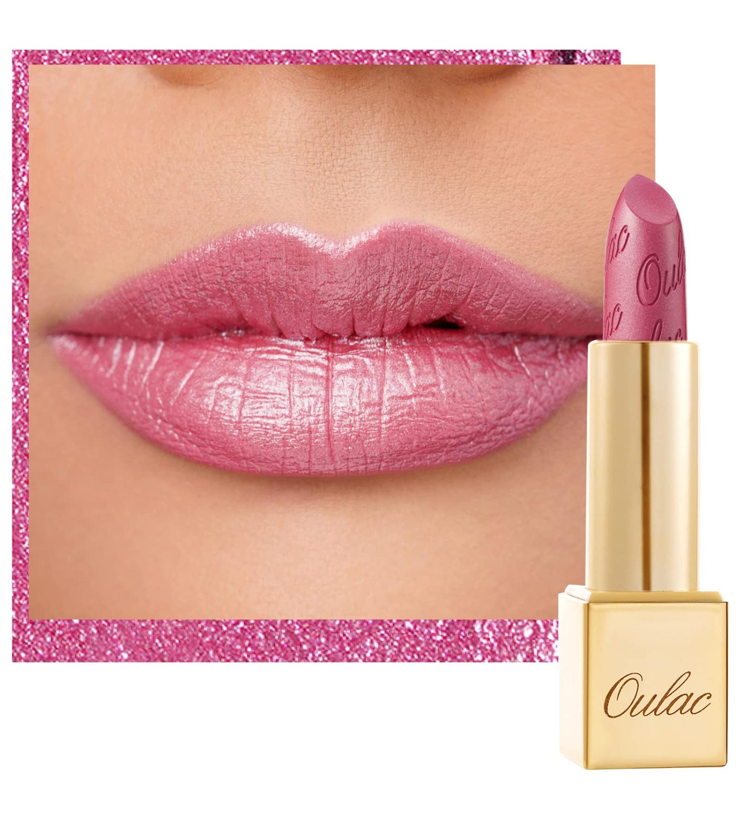 Oulac Metallic Pink Lipstick | Long-Lasting Vegan Lipcolor | Metallic Rose Shade | Cruelty-Free Lip Makeup - 4.3g - Buy Online on SooperMarket.com