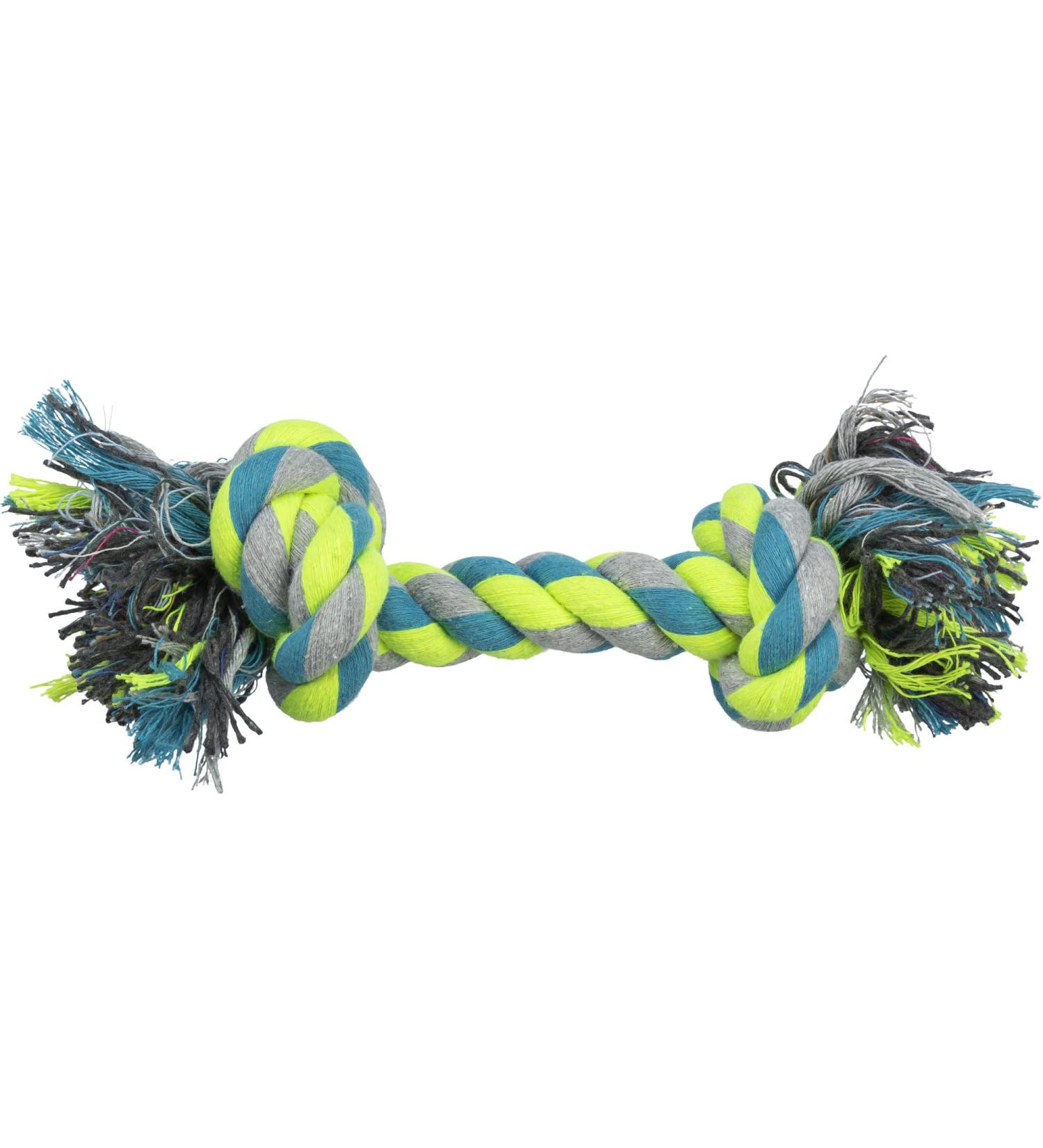 TRIXIE play rope for dogs petrol/lime/grey 28 cm cotton/polyester 32652 throwing toy fetch toy for tug-of-war chew toy without squeaker high cotton content petrol/lime/grey 28 cm (Pack of 4)