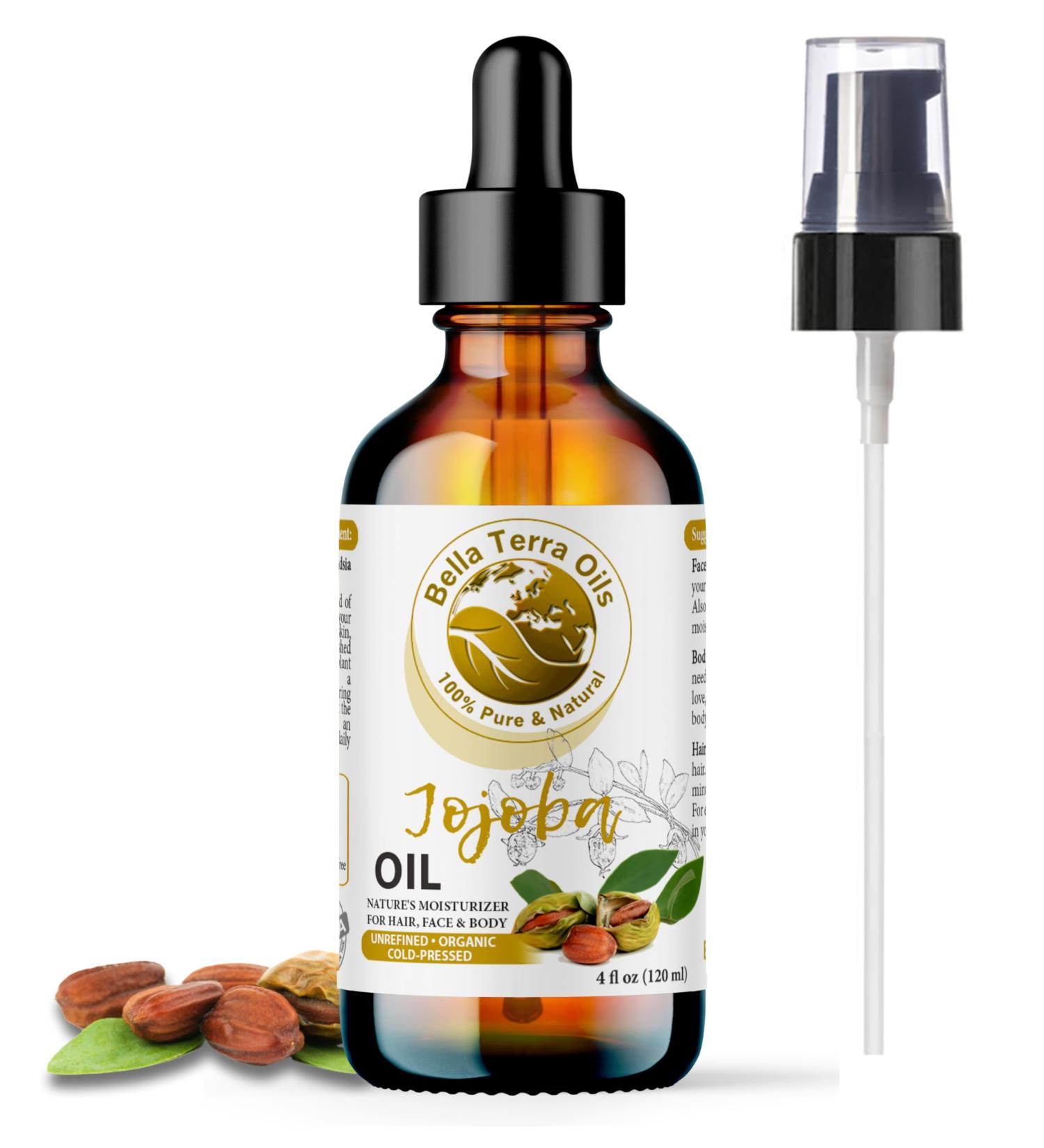 Buy Bella Terra Organic Jojoba Oil 4oz - Cold-Pressed Non-Comedogenic Enriched with Vitamin C & E for Perfect Skin - International Shipping Available - Buy Online on SooperMarket.com