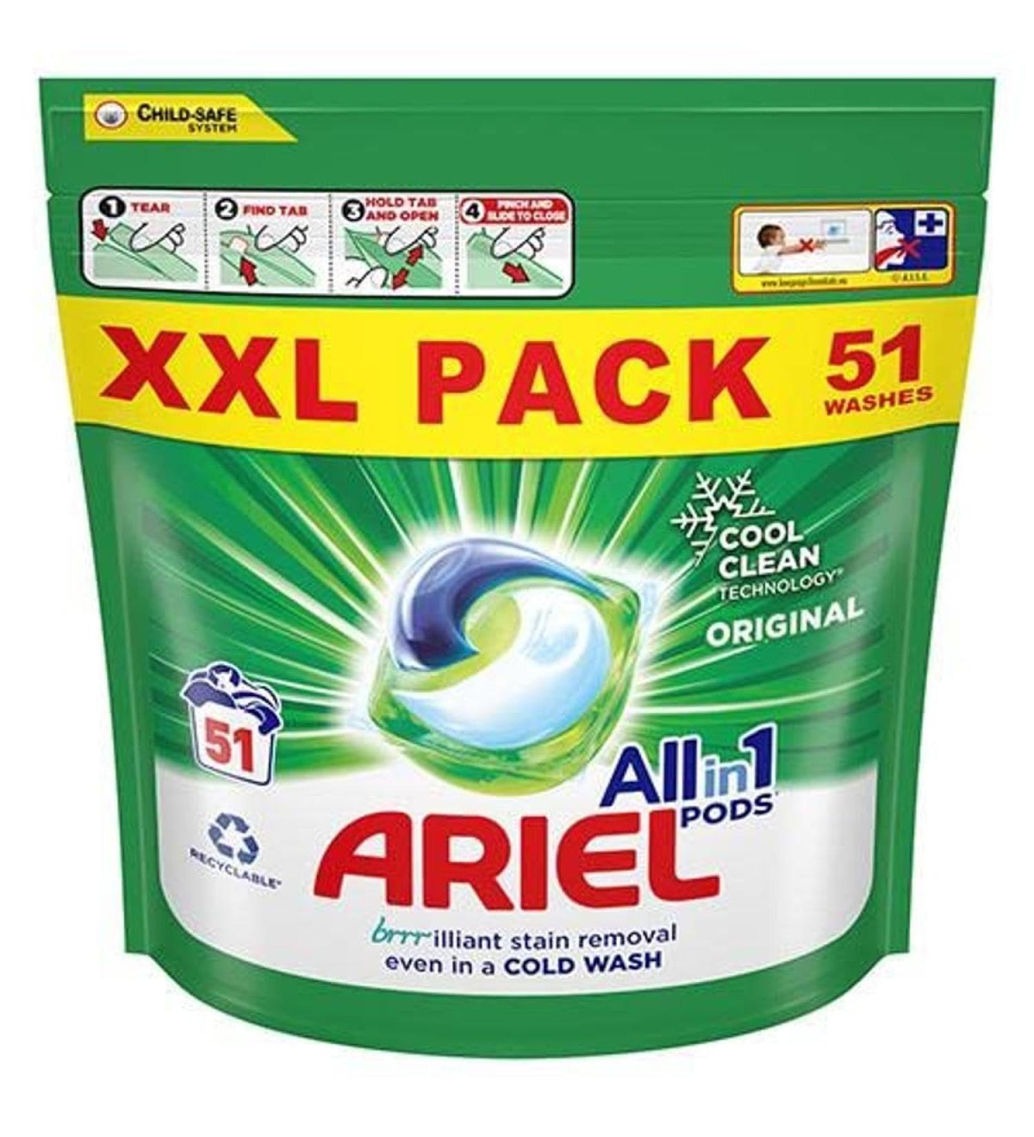 Ariel Original All in 1 Pods 51 Washes Original 51 count (Pack of 1) - Buy Online on SooperMarket.com