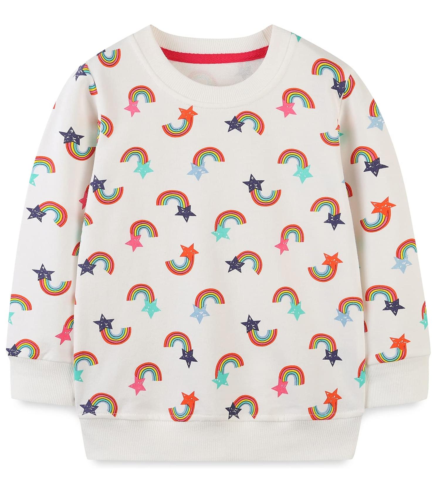 Girls Cotton Sweatshirt | Long Sleeve Casual Jumper | Toddler T-Shirt for Ages 1-12 | White | Size 4-5 Years - Buy Online on SooperMarket.com