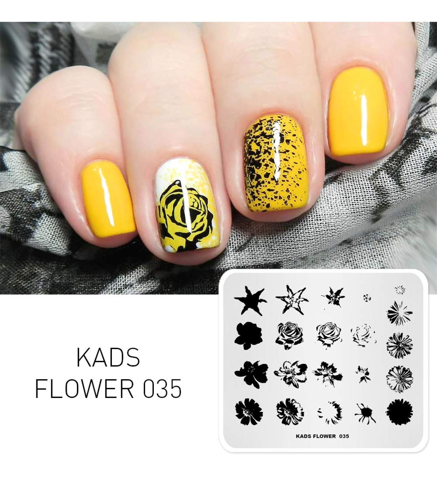KADS Nail Stamping Plate FL035 - Flower Nature DIY Image Template for Manicure - Buy Online on SooperMarket.com