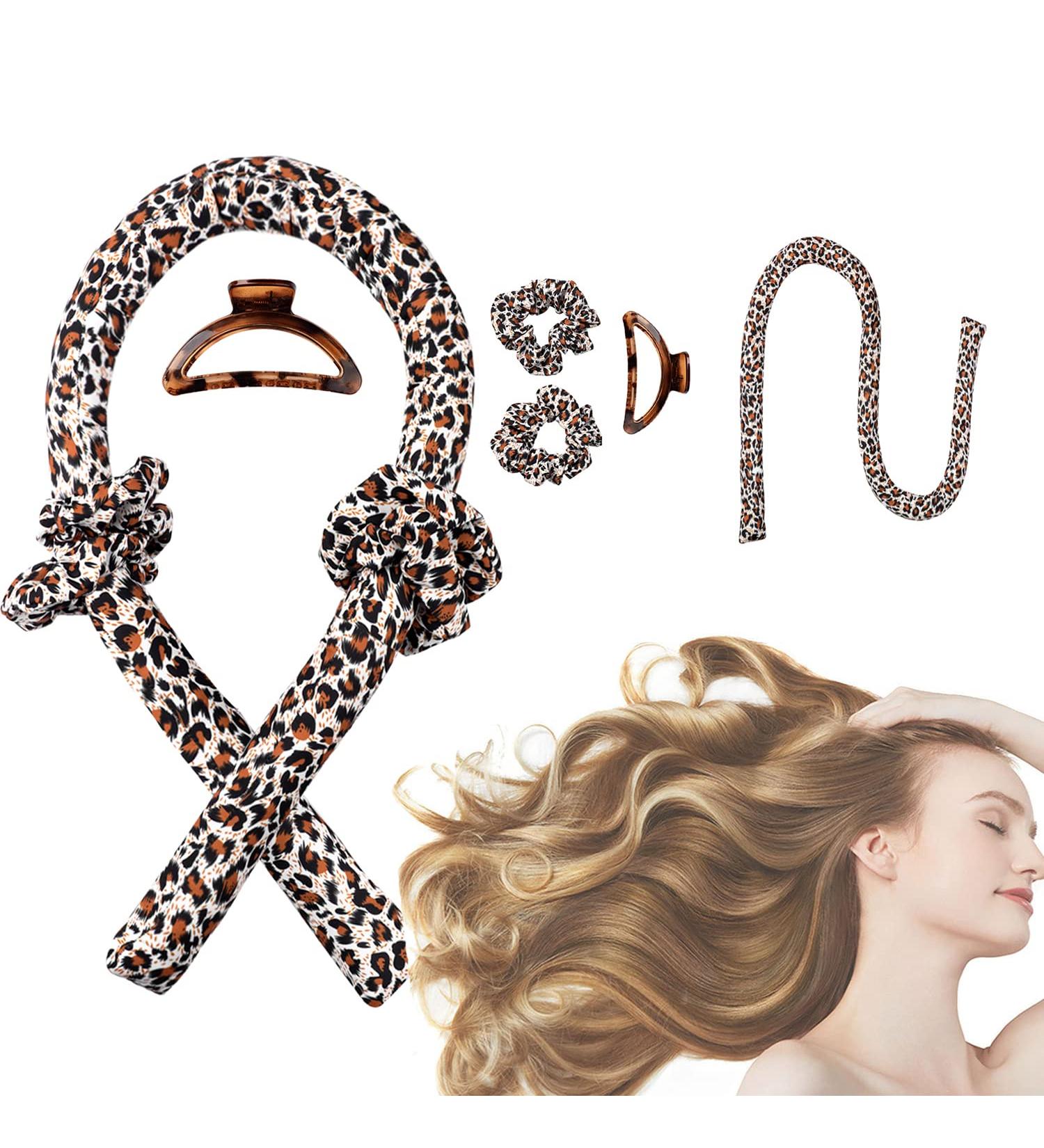 Leopard No Heat Curlers - Overnight Heatless Curls for Long Hair - Silk DIY Hair Styling Tools Kit - Buy Online on SooperMarket.com