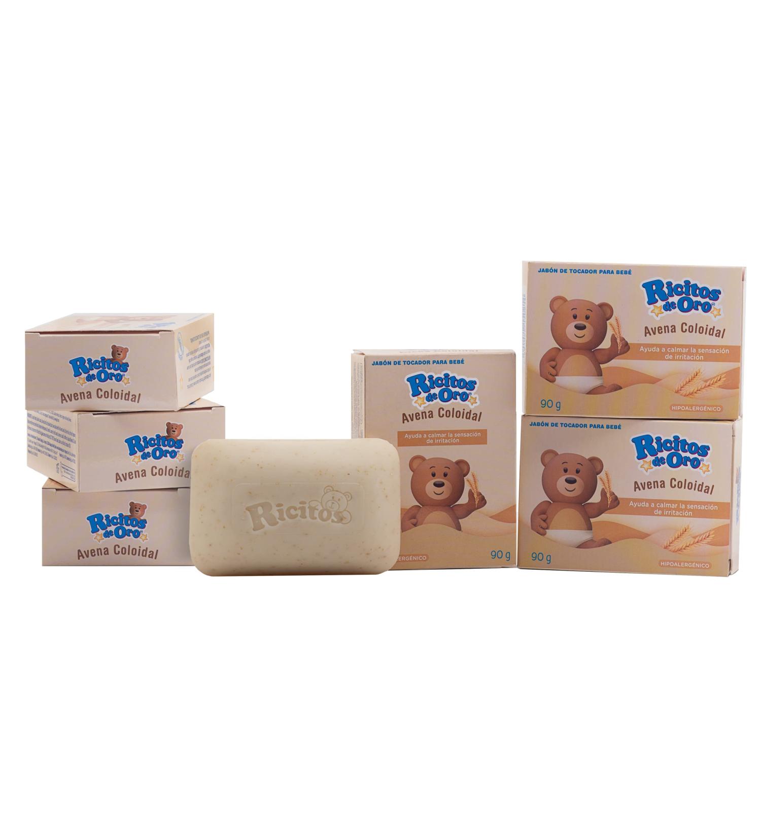 Ricitos de Oro Oat Bar Soap 6-Pack - Hypoallergenic Baby Soap with Oat for Moisturizing Delicate Skin - Oat Blossom Scent - 6 Bar Soaps - Buy Online on SooperMarket.com