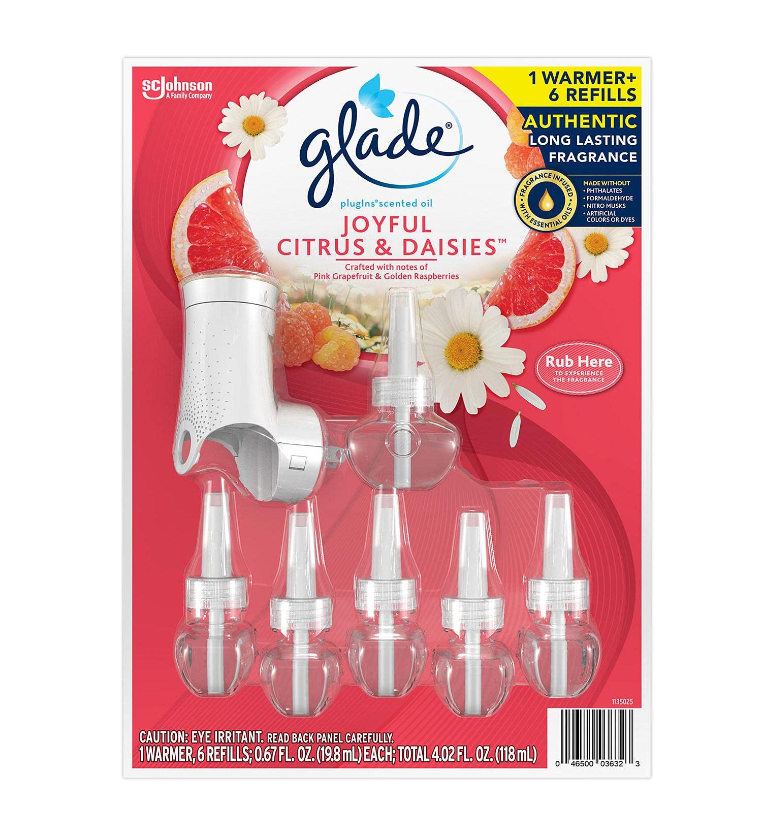 Glade PlugIns Scented Oil Warmer + 6 Refills (Joyful Citrus & Daisies)