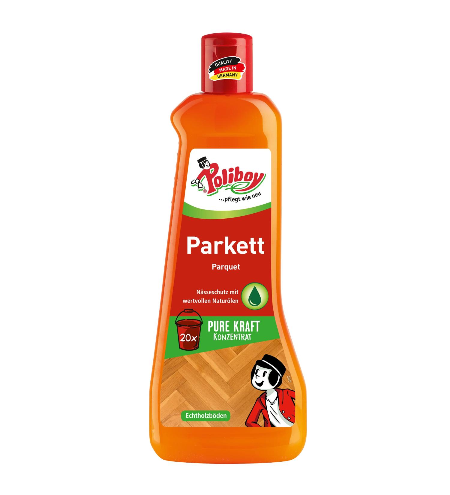Poliboy - parquet care concentrate - for cleaning and maintaining all painted glazed and sealed wooden surfaces - floor cleaning - individually - 500 ml - made in Germany parquet care 500 ml (1 Pack)