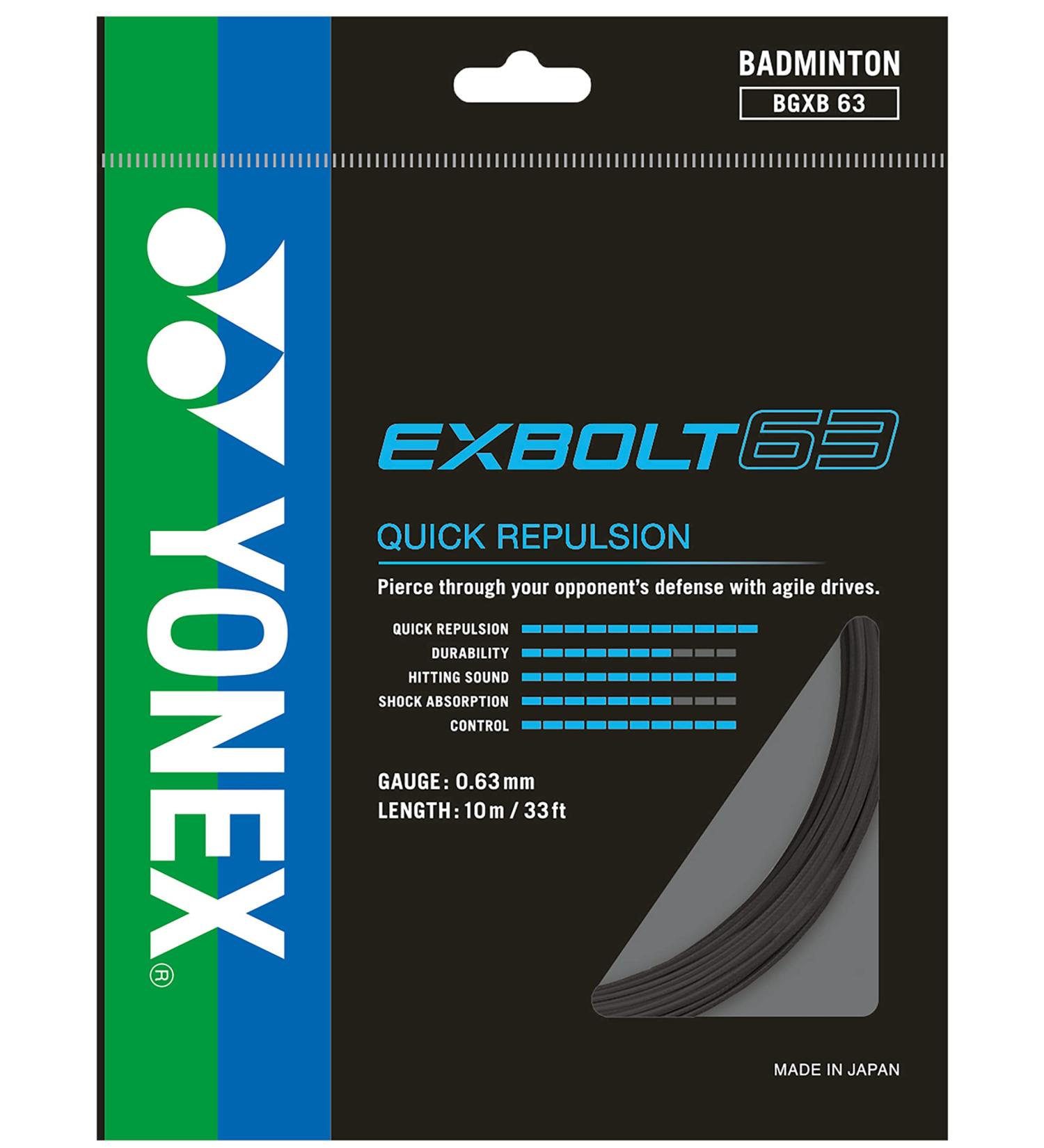 YONEX Exbolt 63 Badminton String 0.63 mm Black